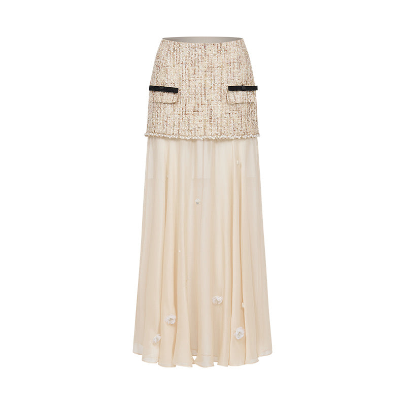 SHEERLUCK Formal White Coat & Midi Skirt