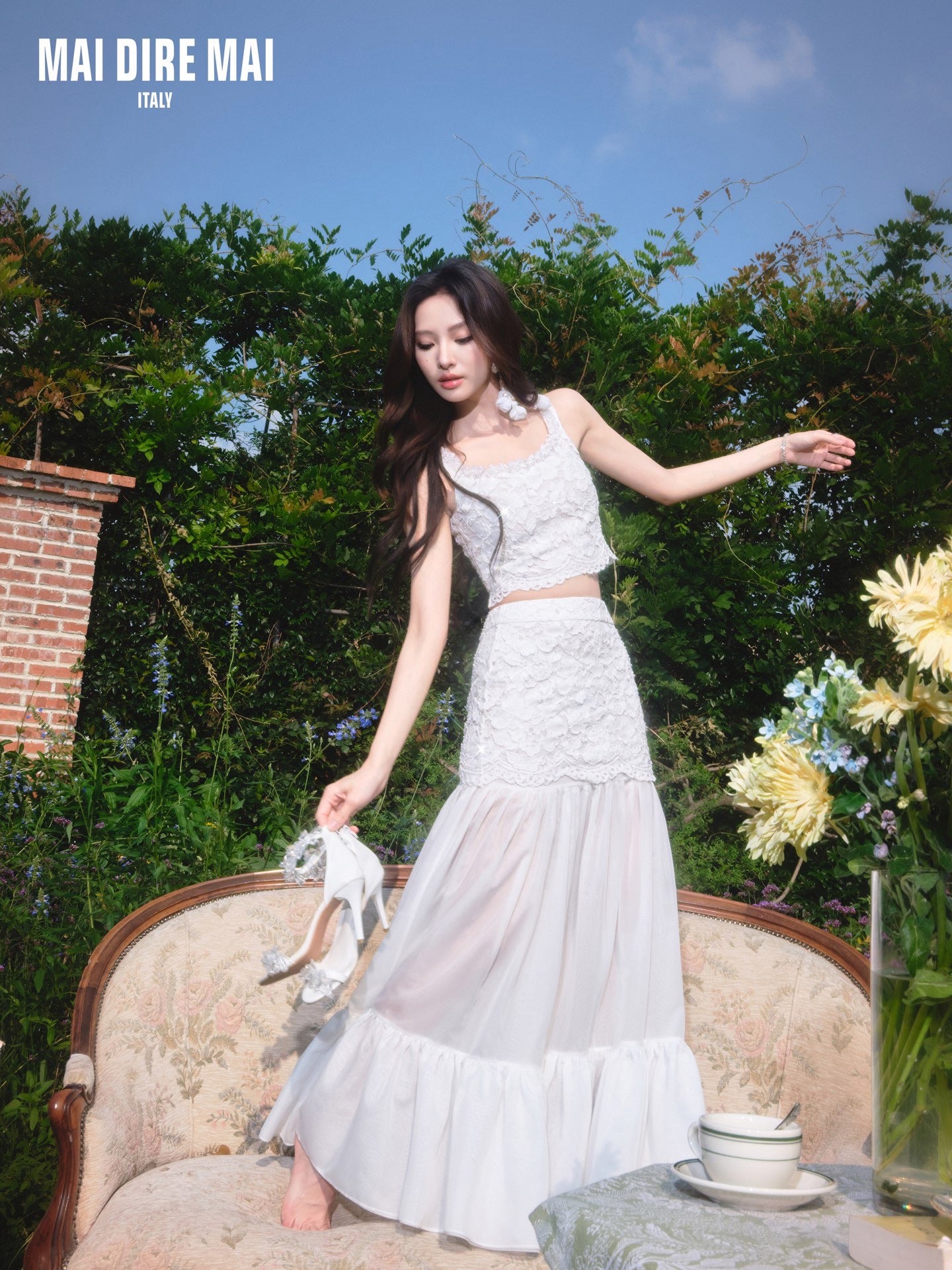 MAI DIRE MAI White Lace Top & Skirt
