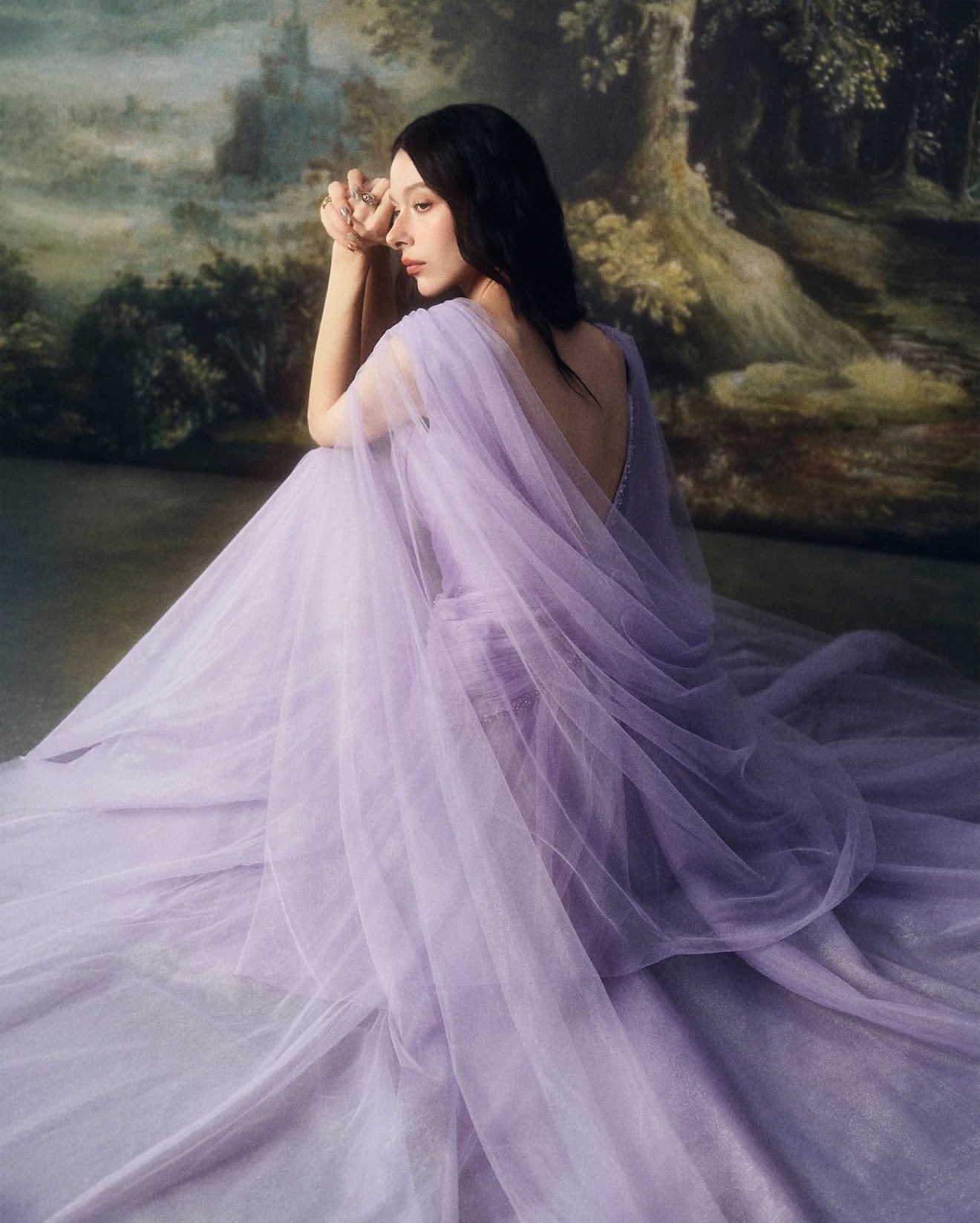 LINHPHUNG  Purple Palilia Gauze Maxi Dress
