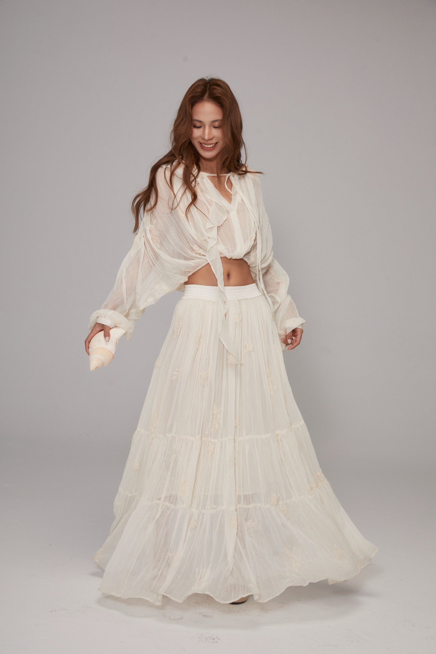 MIN PURA White Vacation Sweet Chinara Maxi Dress Set