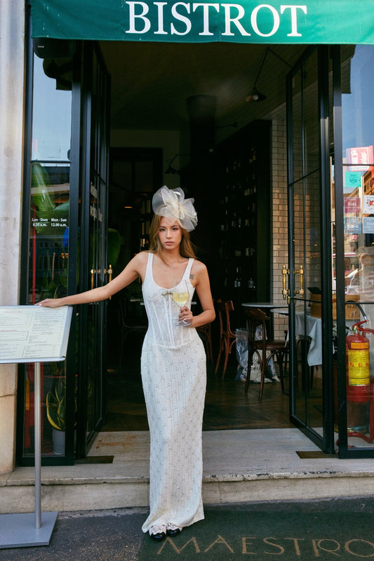 MINPURA White Lace Maxi Dress