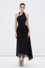Black Elowen asymptomatic Hem Midi Dress