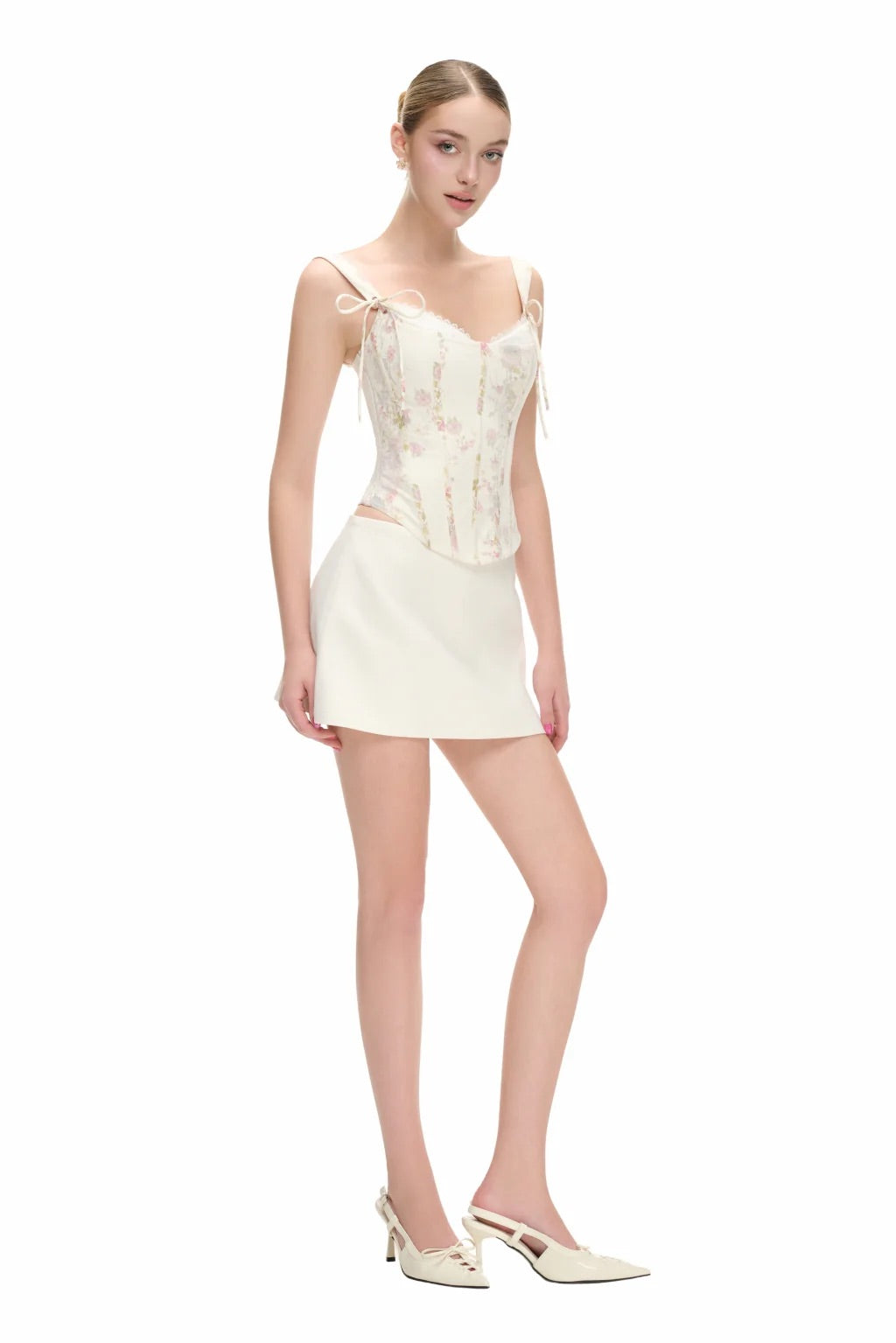 JUBIN White Floral Top & Nayvie Skirt