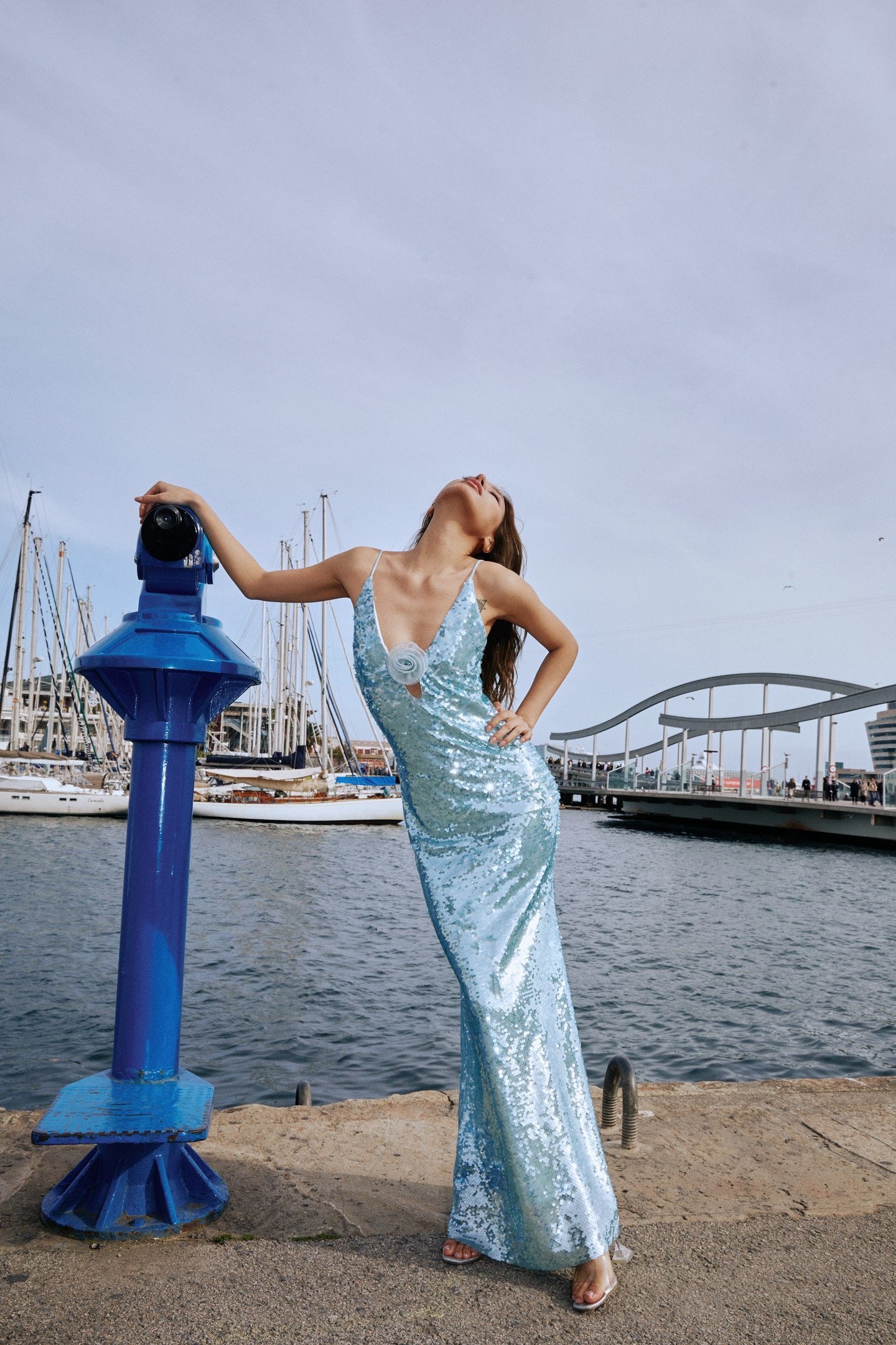 MINPURA Blue Rose Sequin Maxi Dress