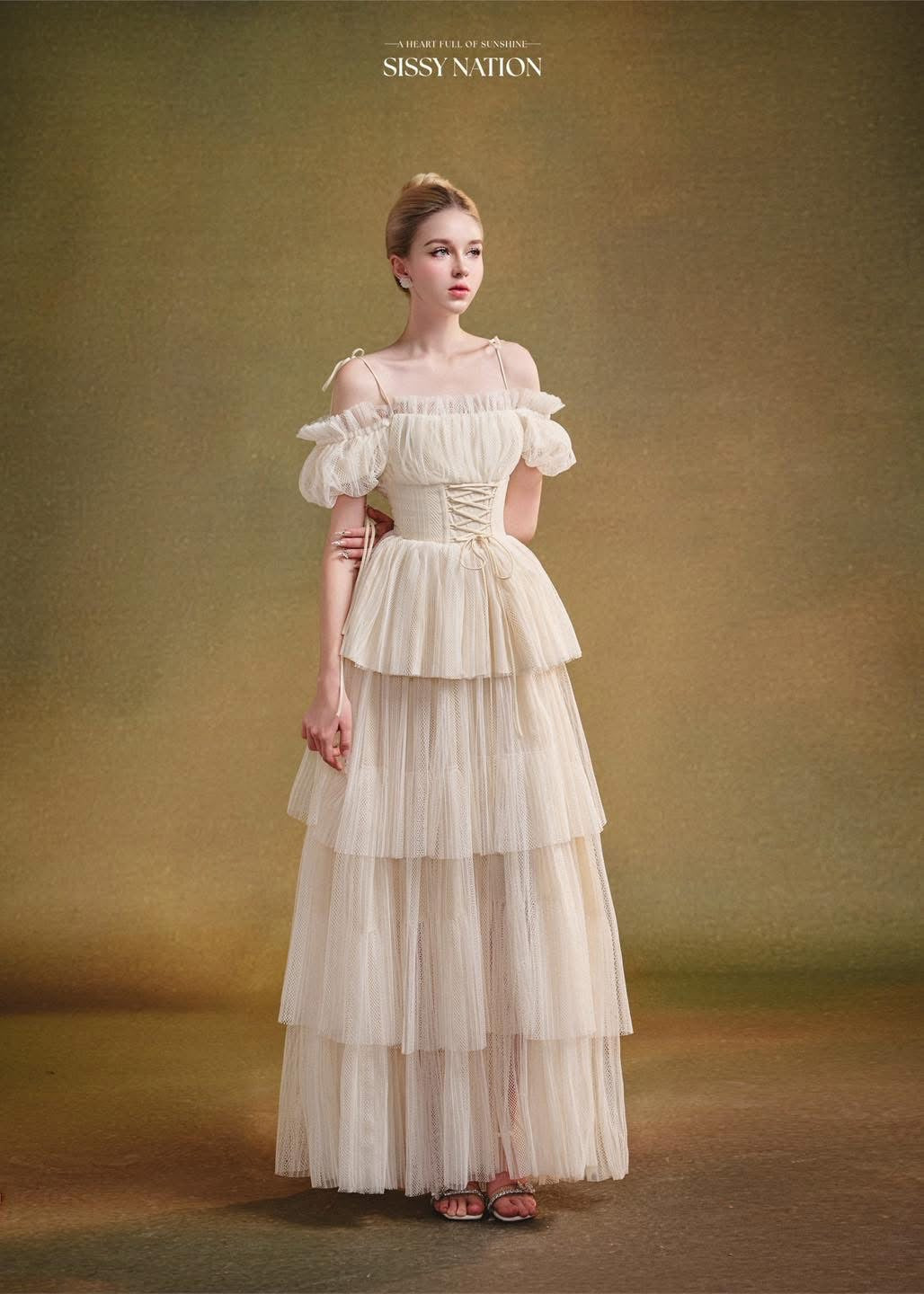 SISSY NATION White Corset Maxi Dress