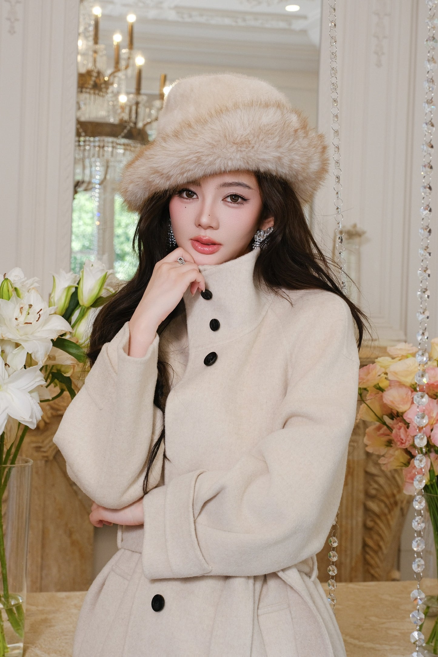Maison Wester Black Single-Button Sleeveless Woolen Long Coat