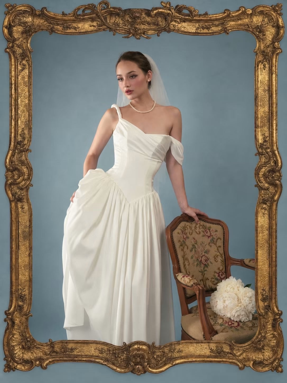 White Satin Eveline Maxi Dress