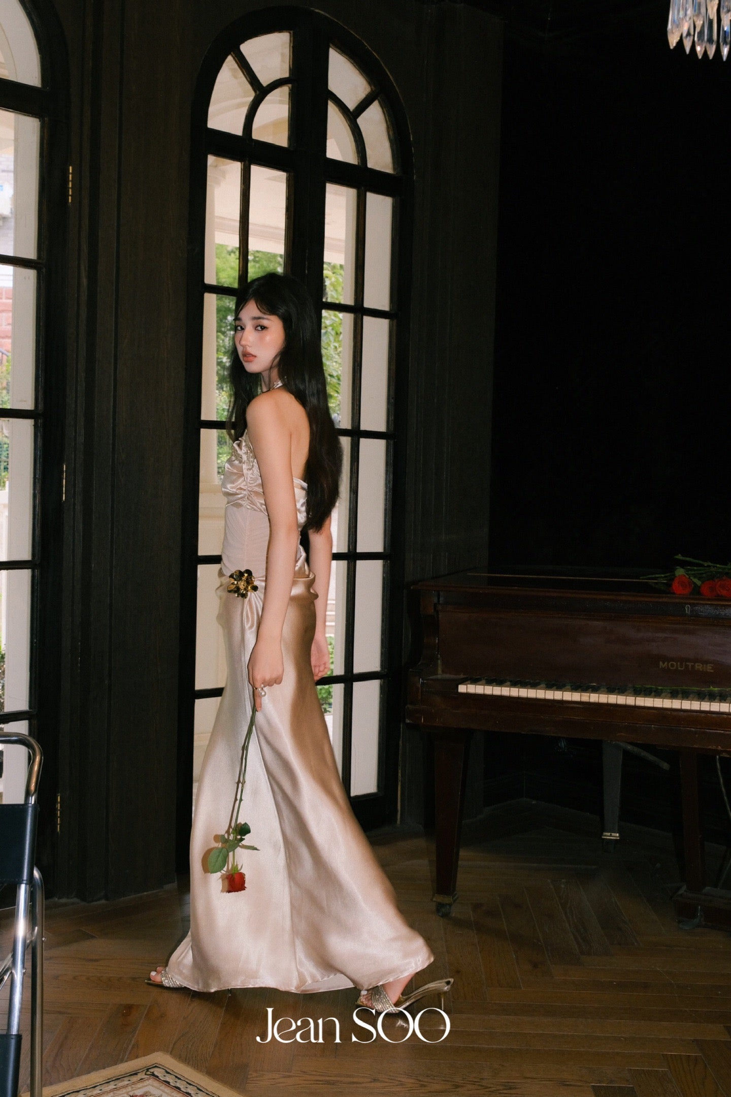 JEAN SOO Gold Elegant Maxi Dress