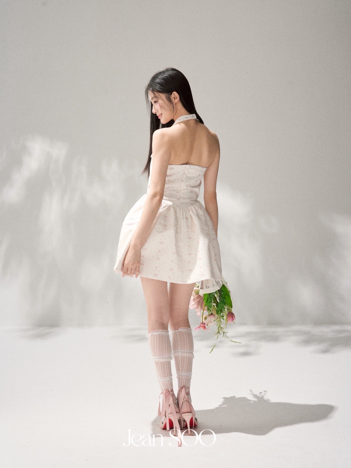JEAN SOO Sweet Vacation White Sakura Mini Dress