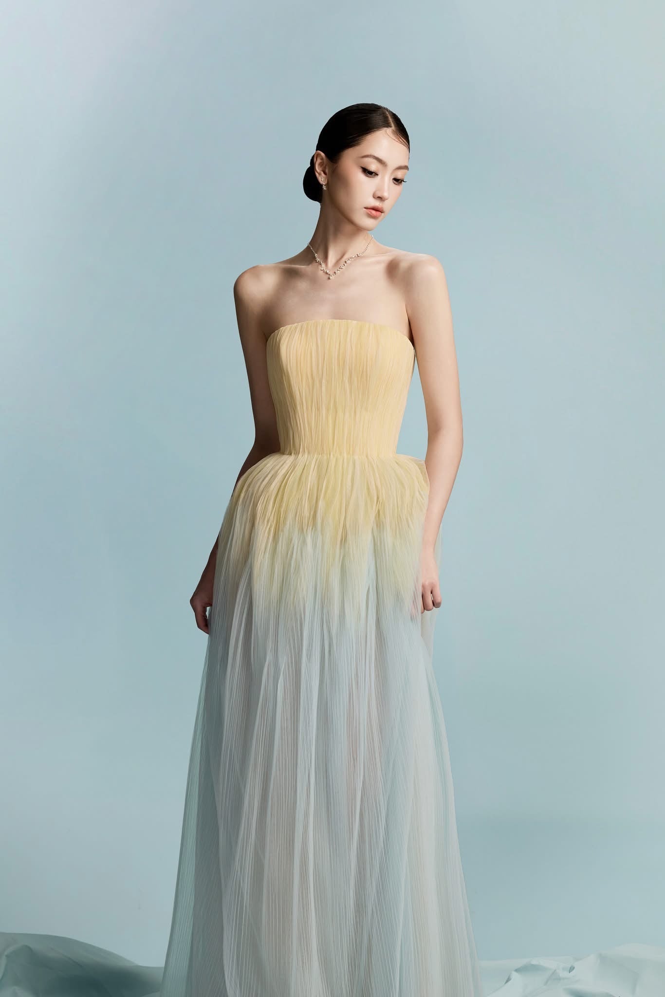 BYDI Elegant Minimalist Blue Penoy Maxi Dress