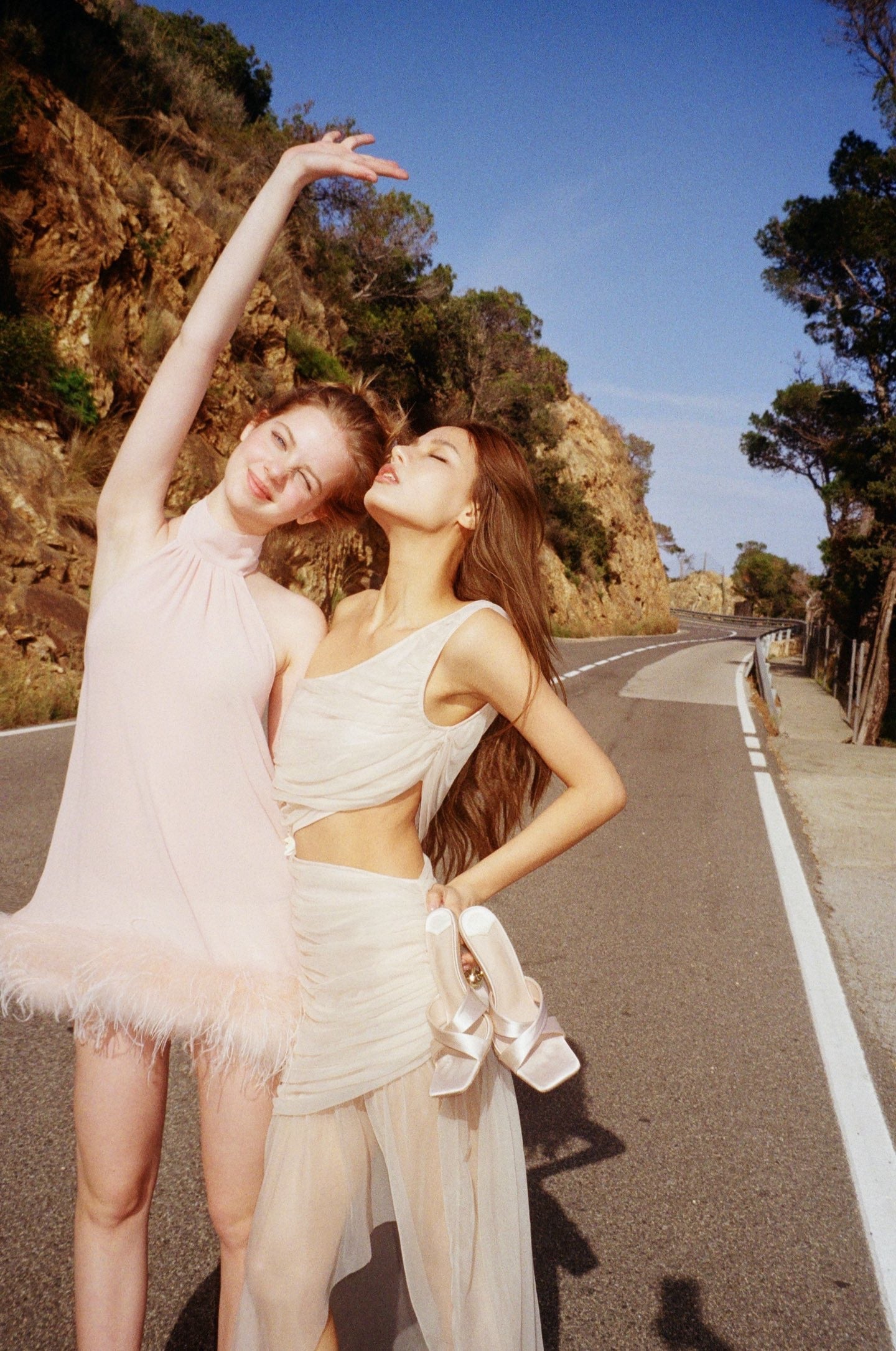 MINPURA Pink Feather Mini Dress