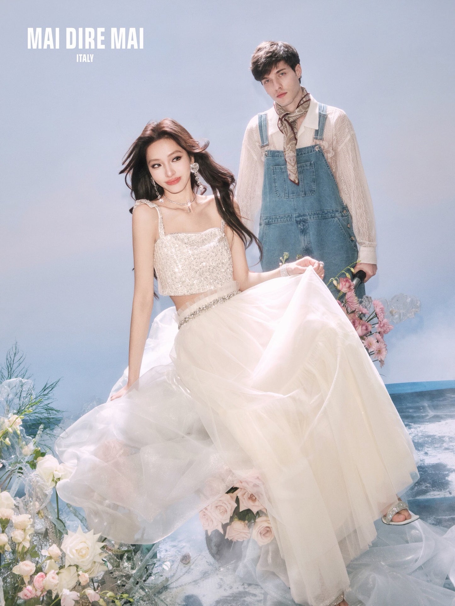 MAI DIRE MAI Cream Shining Top & Skirt