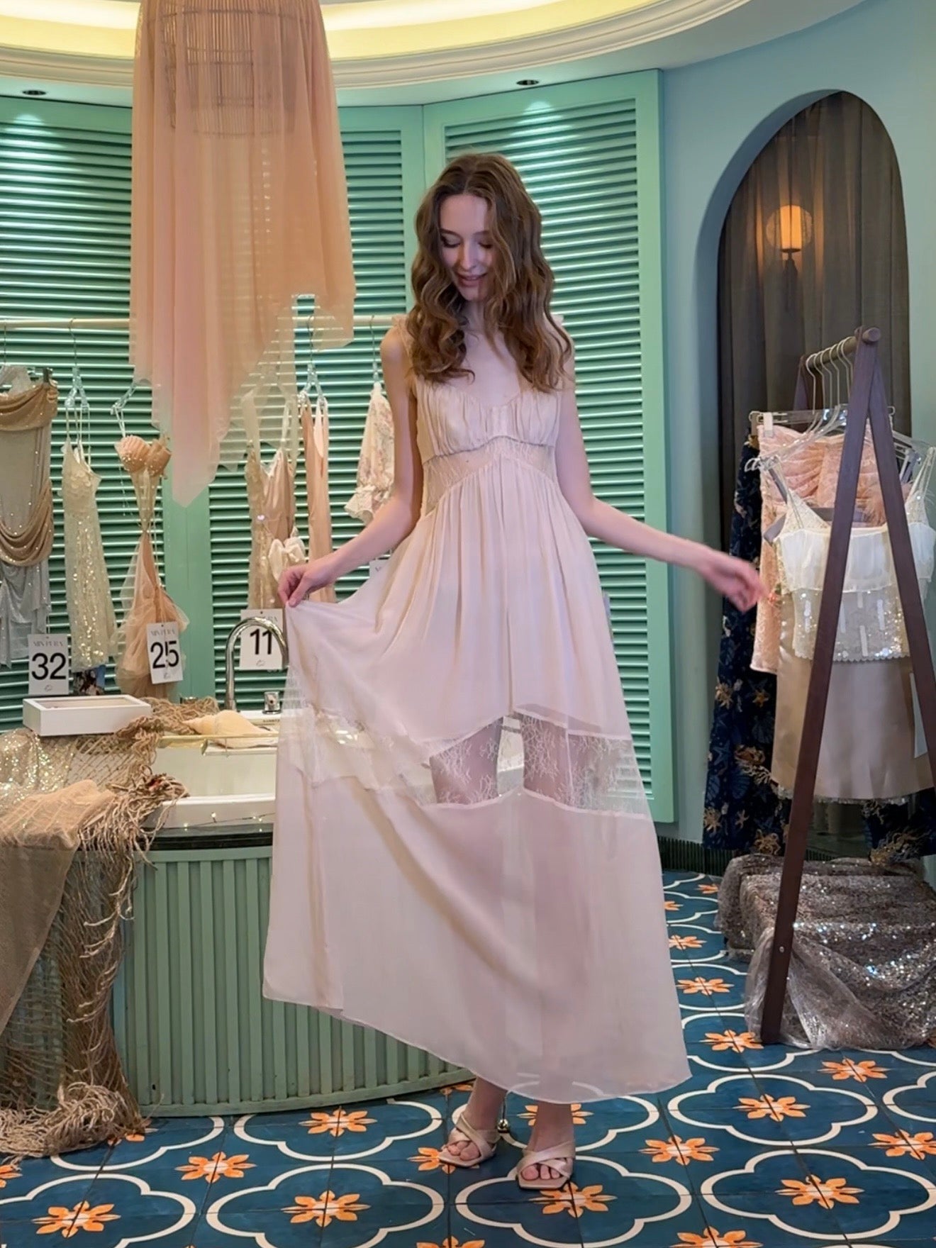 MIN PURA Pink Vacation Sweet Sequins Midi Dress