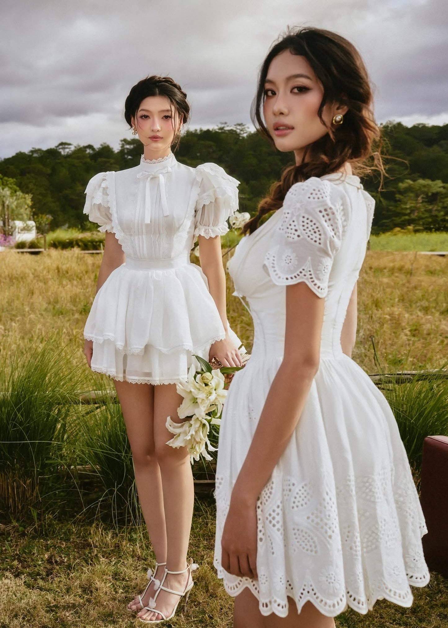 SISSY NATION Sweet Elegant Fairycore White Eloise Mini Dress