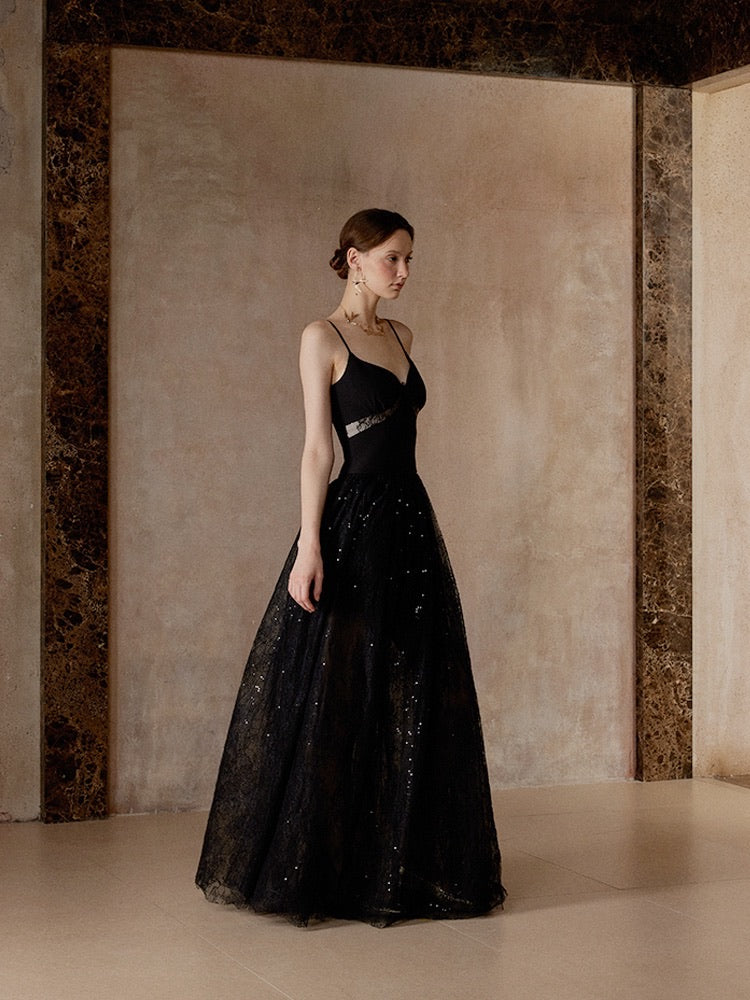 Fa sogno Black Rosy Maxi Dress
