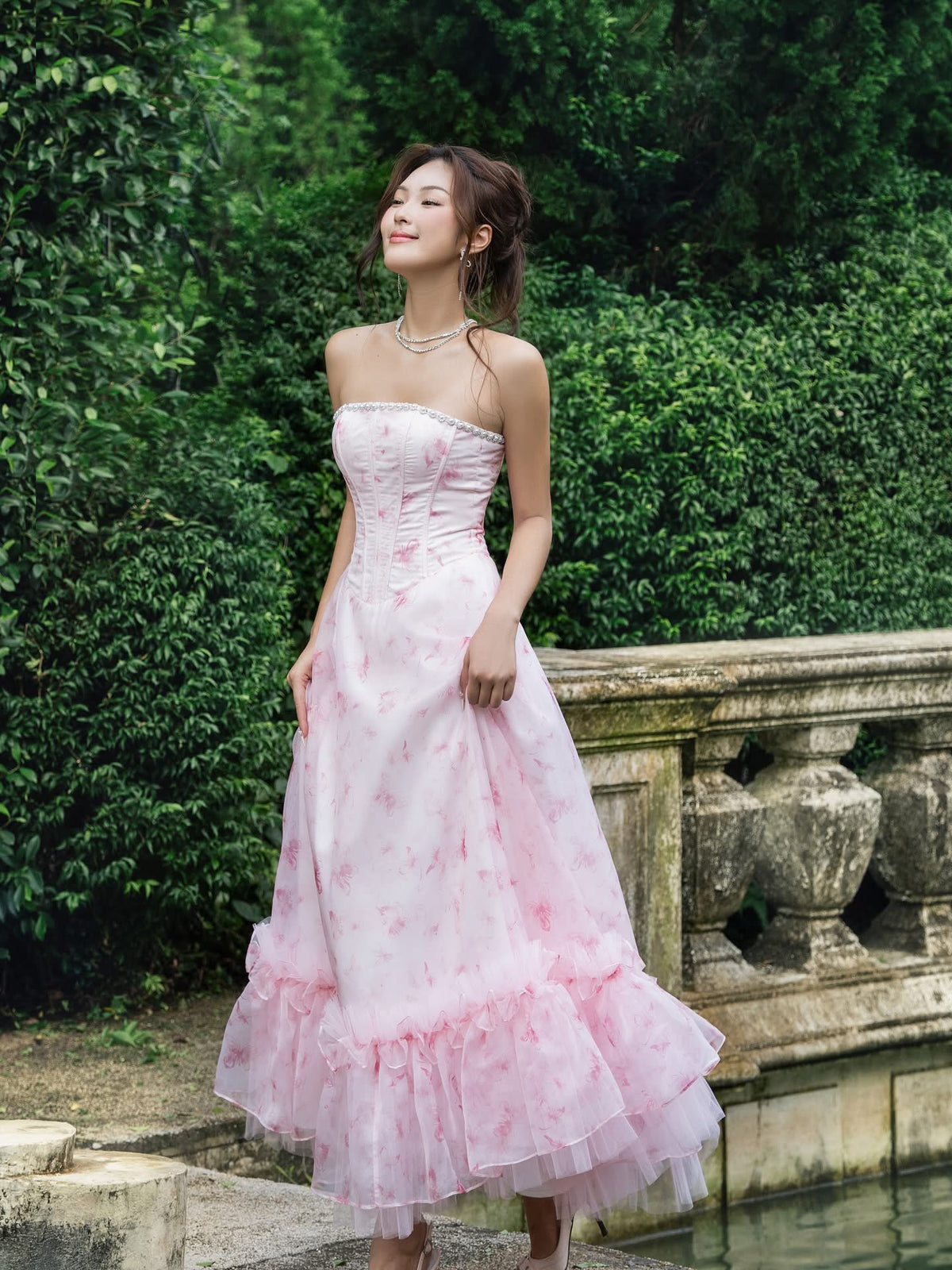 LANE CI Pink midi dress