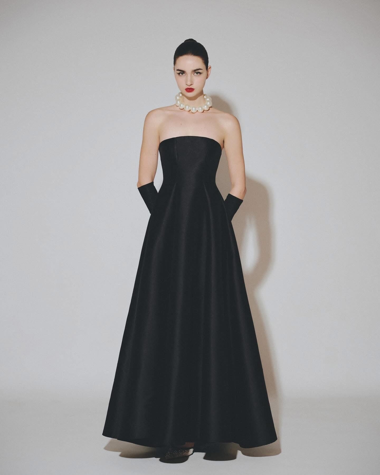 DELICIAE Cream Elegant Minimalist Athena Maxi Dress