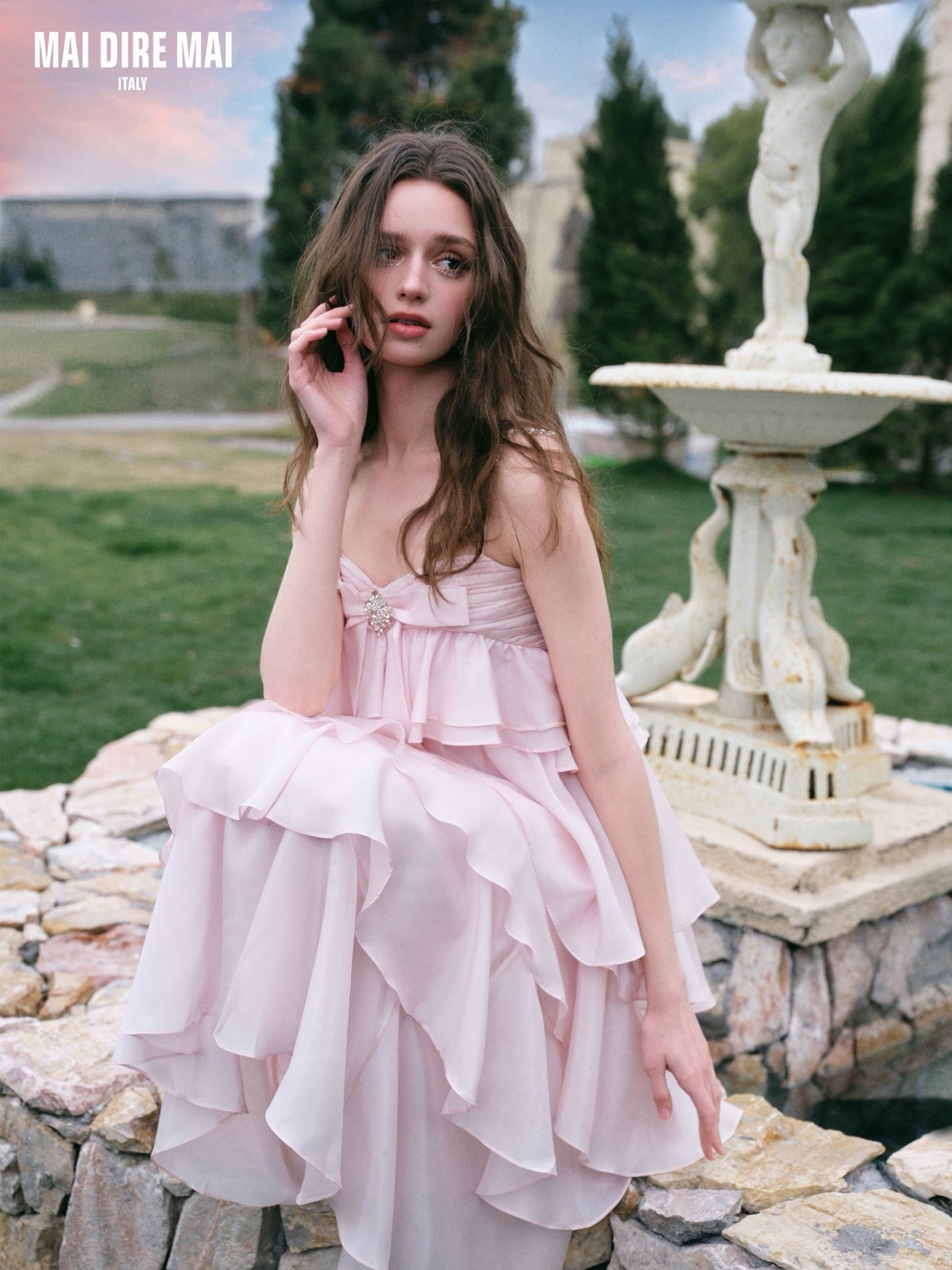 MAI DIRE MAI Sweet Elegant Pink Romantic Maxi Dresso