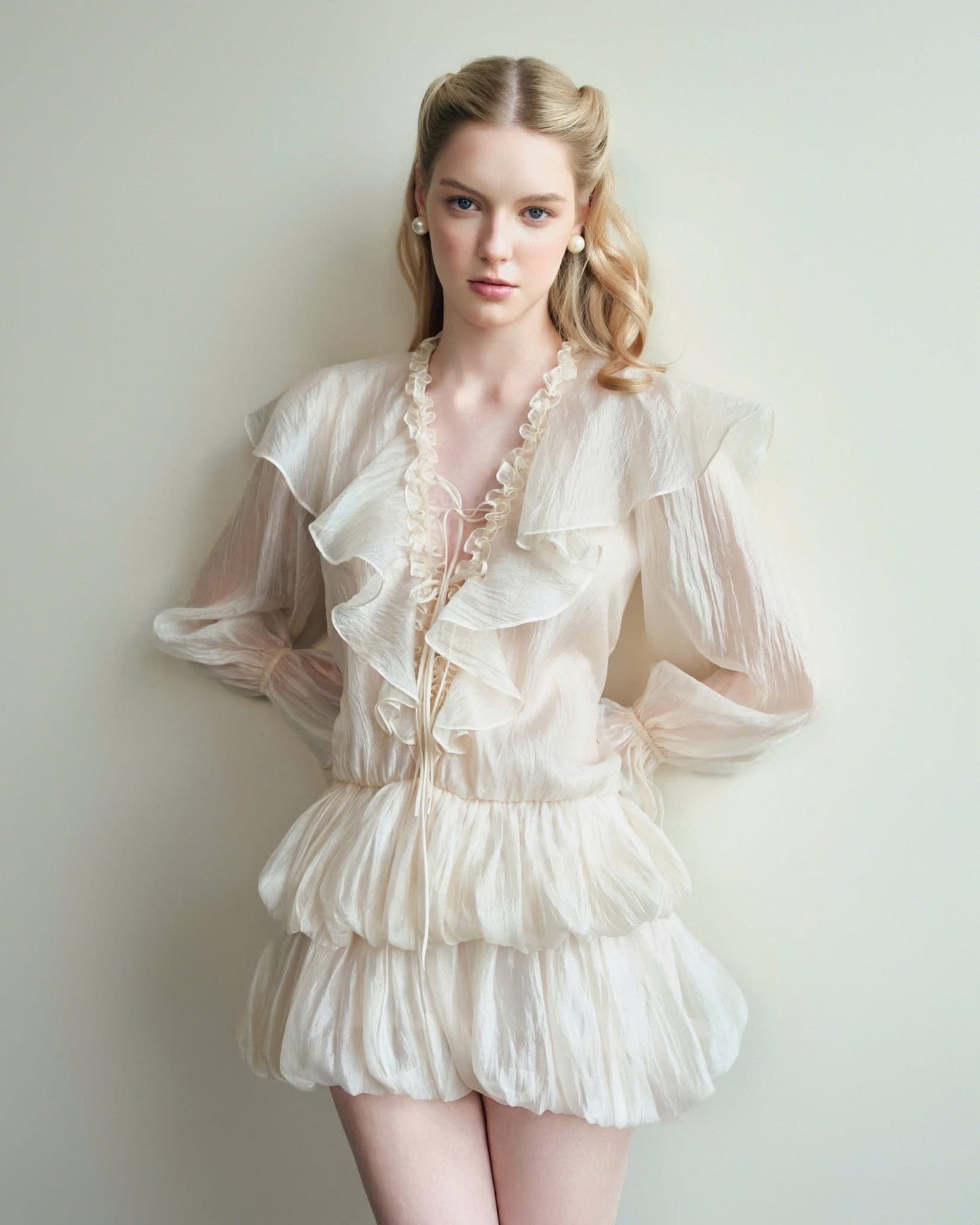 ENUFF Cream Vela Mini Dress