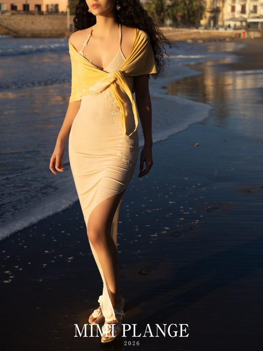 MIMI PLANGE Vacation Sweet Yellow Tencel Wool Shawl