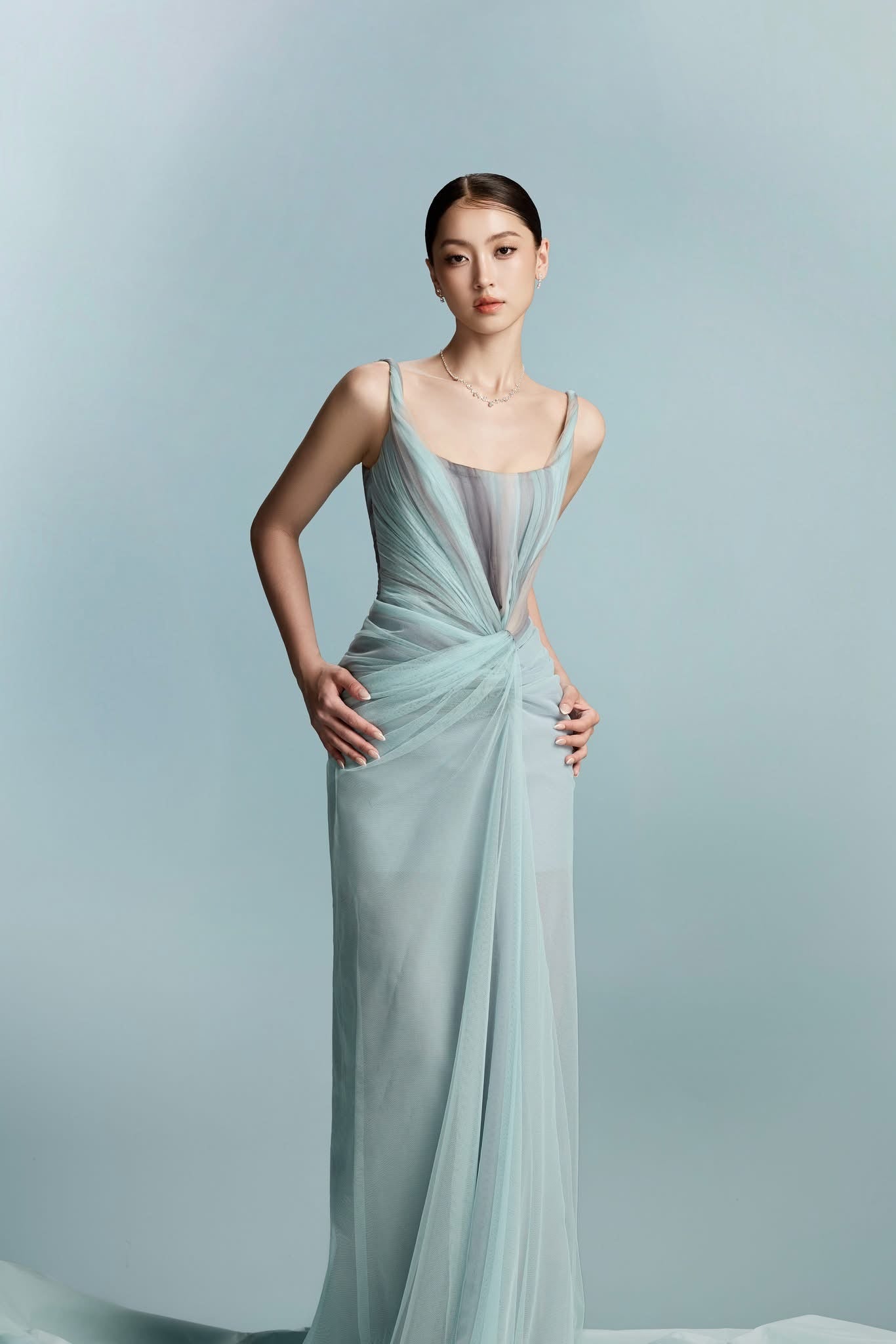 BYDI Elegant Minimalist Blue Kayla Maxi Dress