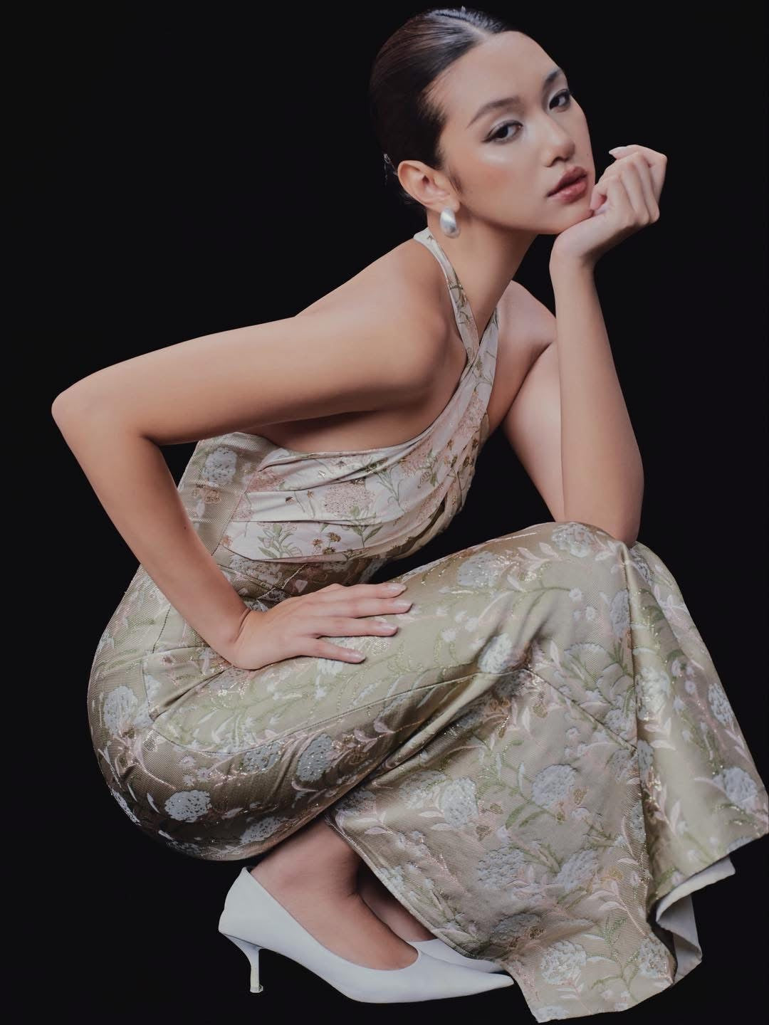 OIA STUDIOS Green Floral Formal Mei Maxi Dress