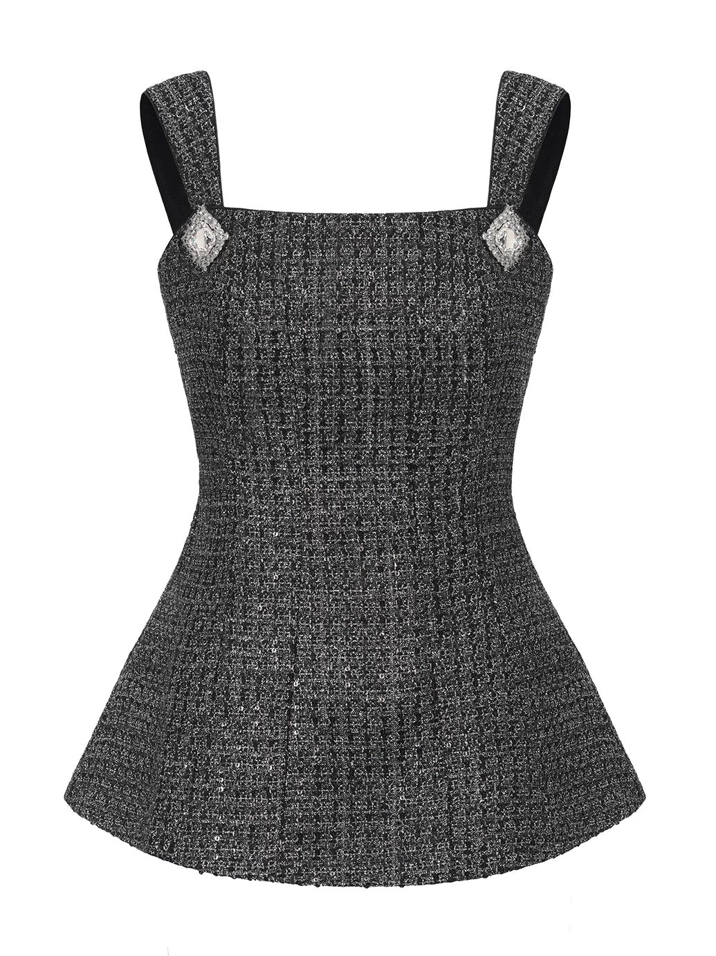 NANA JACQUELINE Grey Velvet lapel patchwork sequined Elegant Top & Shorts