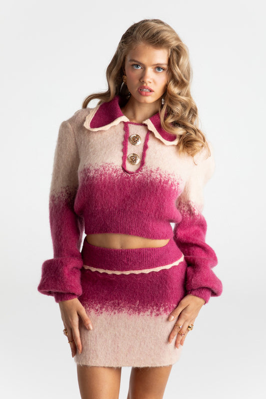 Nana Jacqueline Pink Preppy mohair knit suit