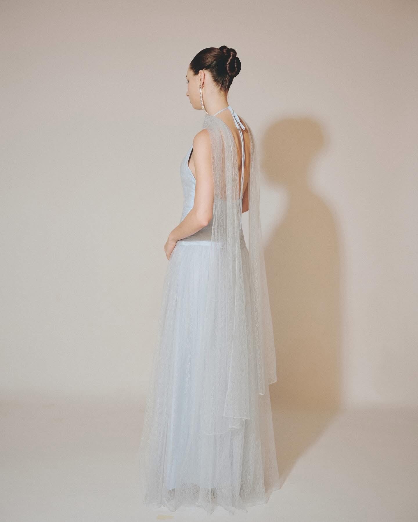 DELICIAE Blue Vacation Elegant Minimalist Josephine Maxi Dress