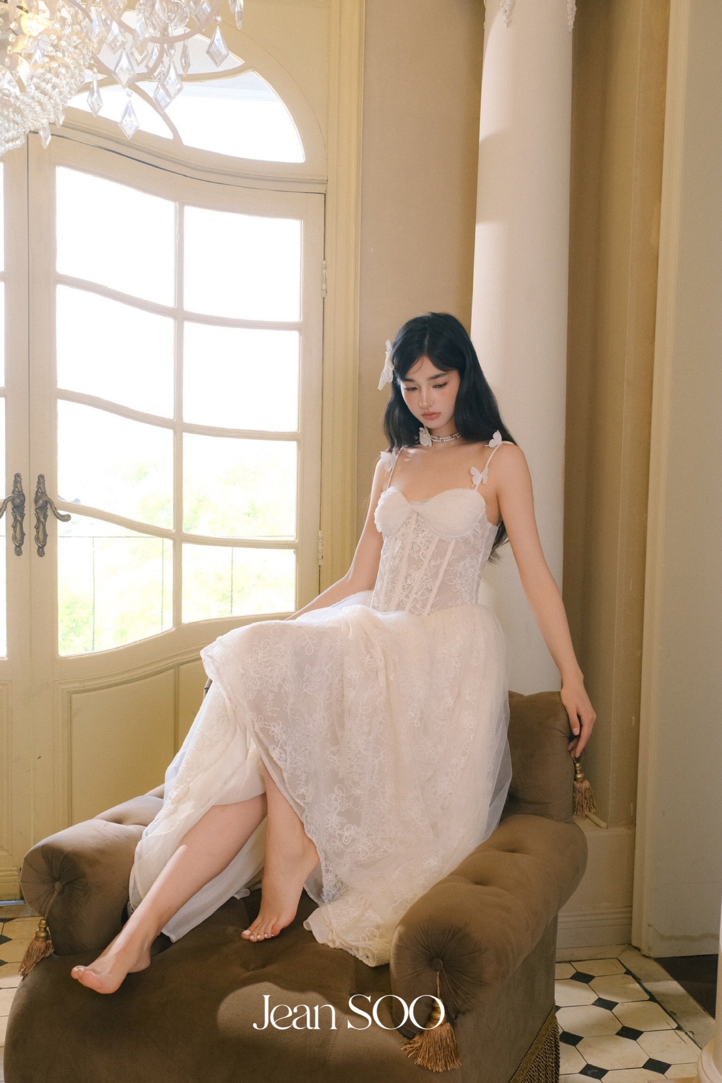 JEAN SOO White Lace Maxi Dress