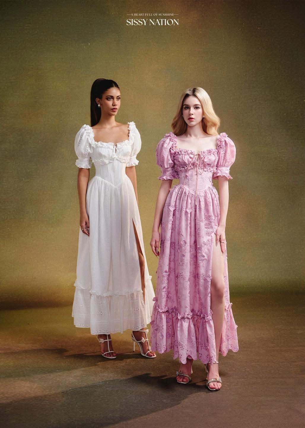 SISSY NATION Pink Forbidden Corset Pleated Maxi Dress