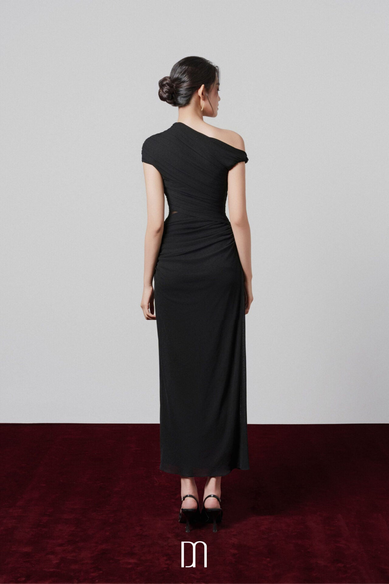 Black Juniper Cut-out Rib Knit Midi Dress