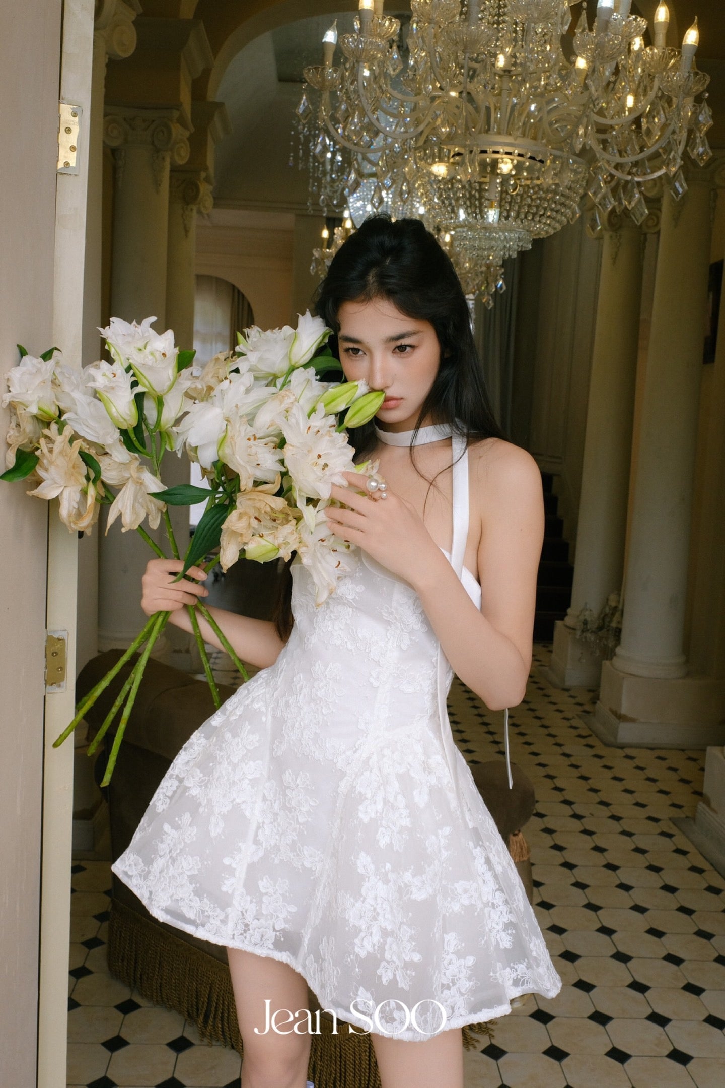 JEAN SOO White Lace Mini Dress