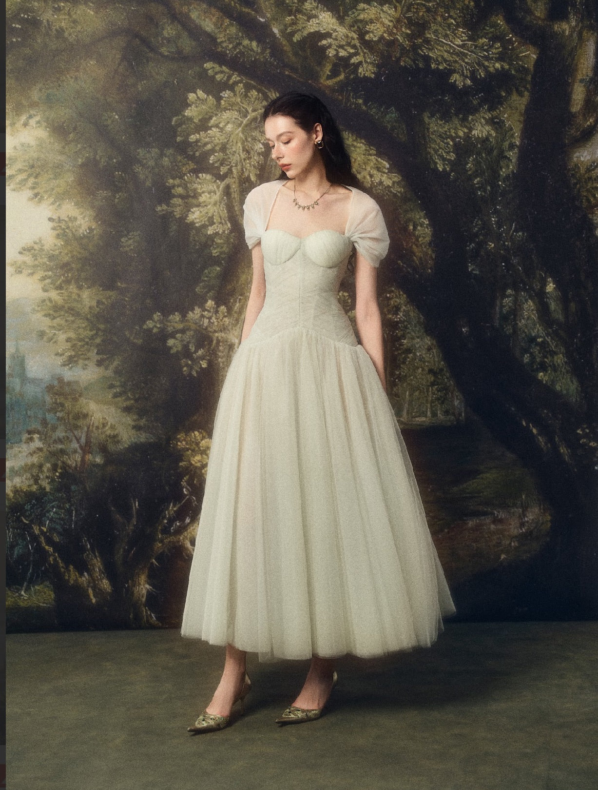 LINHPHUNG Green Gauze Viridia Maxi Dress