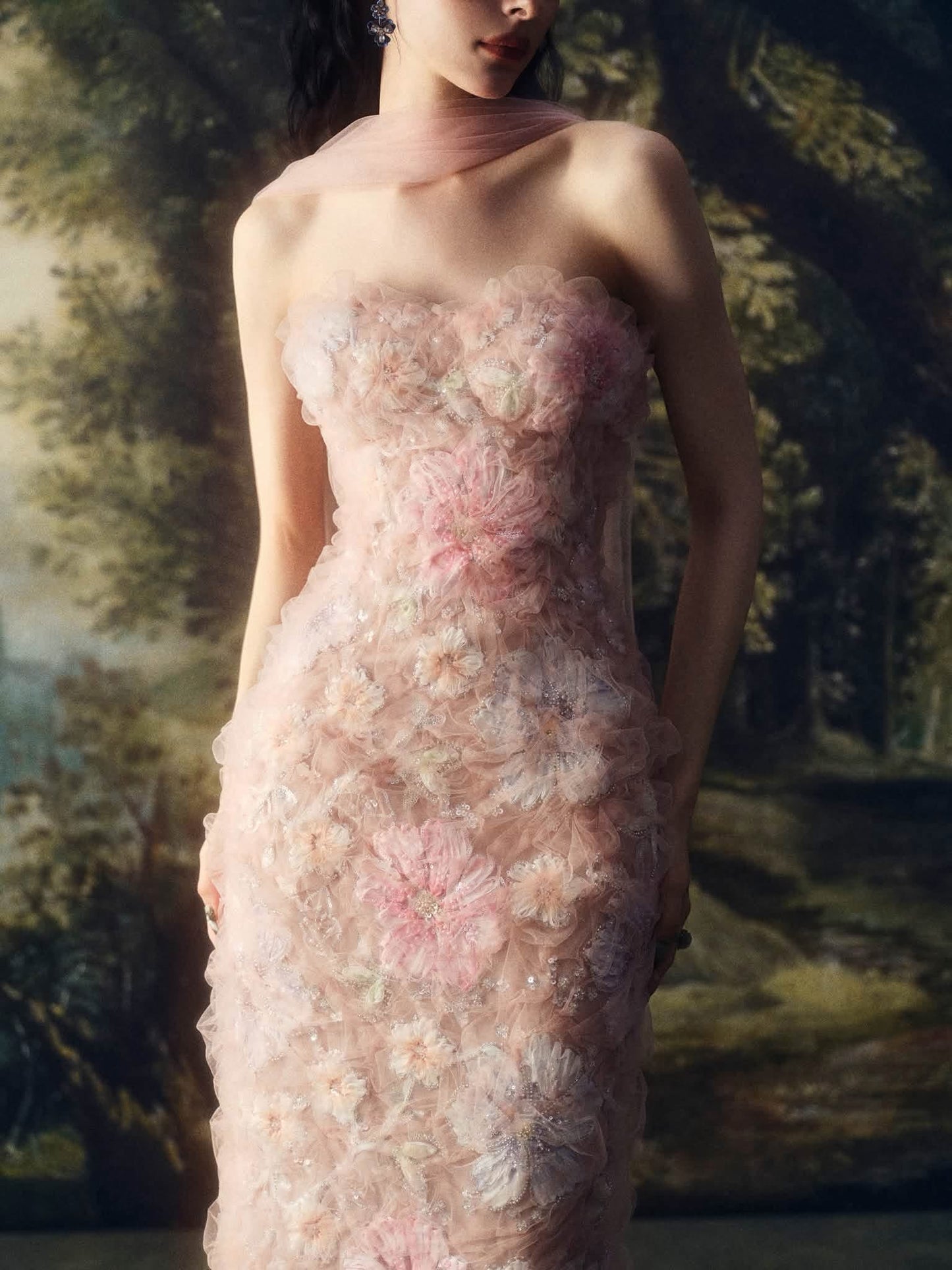 LINHPHUNG Pink Florenza Gauze Maxi Dress