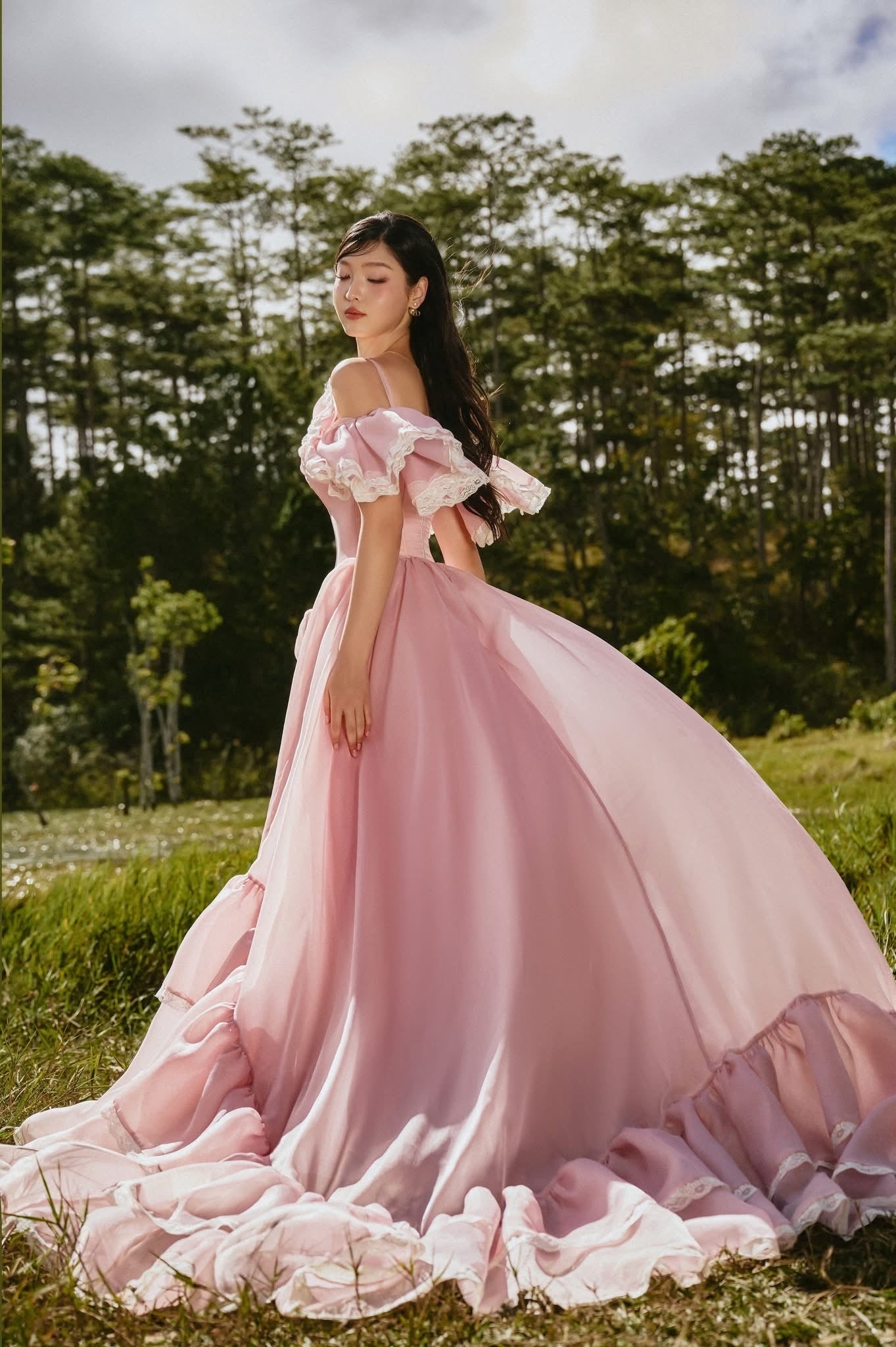 SISSY NATION Sweet Elegant Fairycore Pink Charlotte Gown Maxi Dress