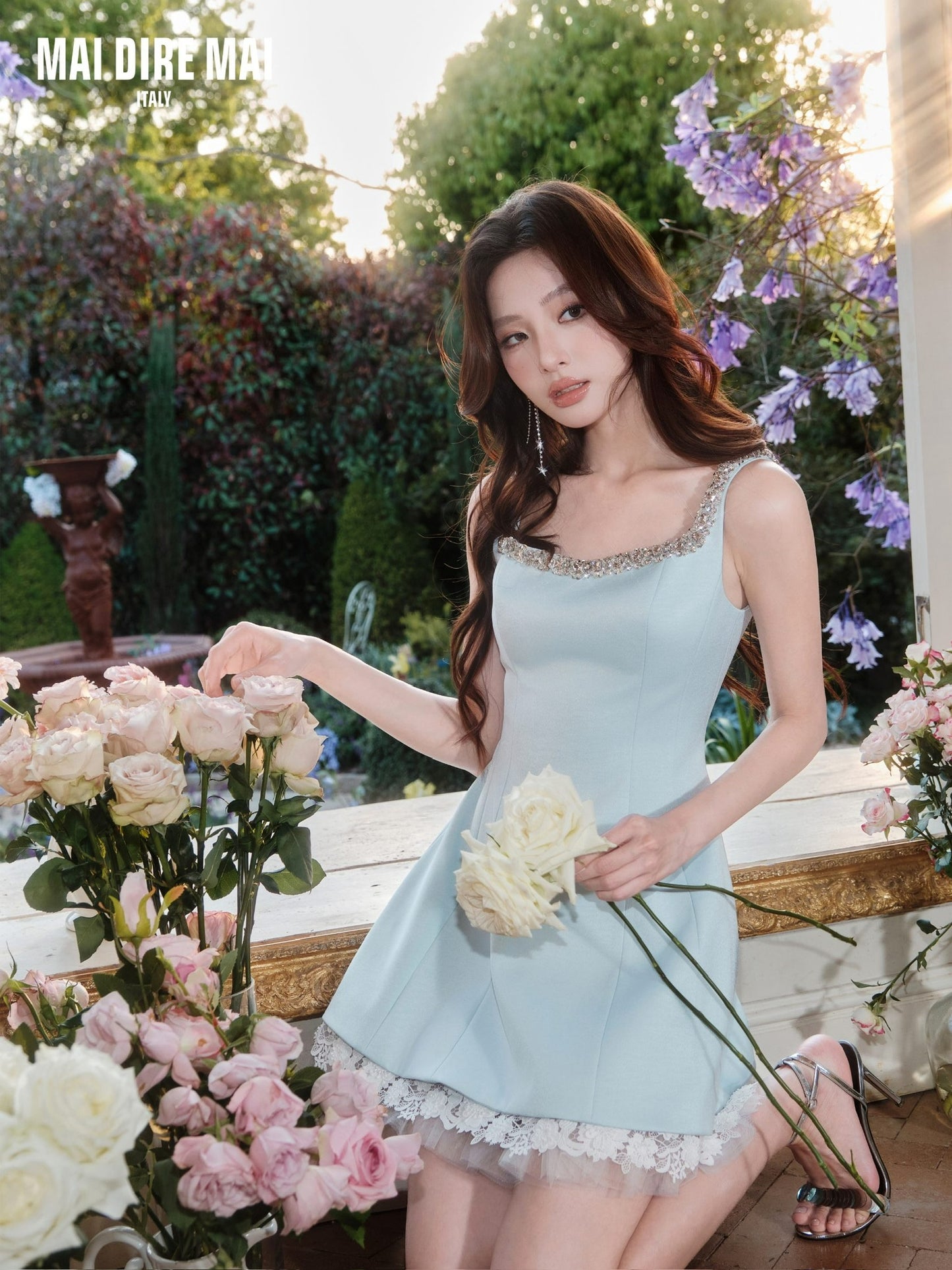 MAI DIRE MAI Blue Lace Mini Dress