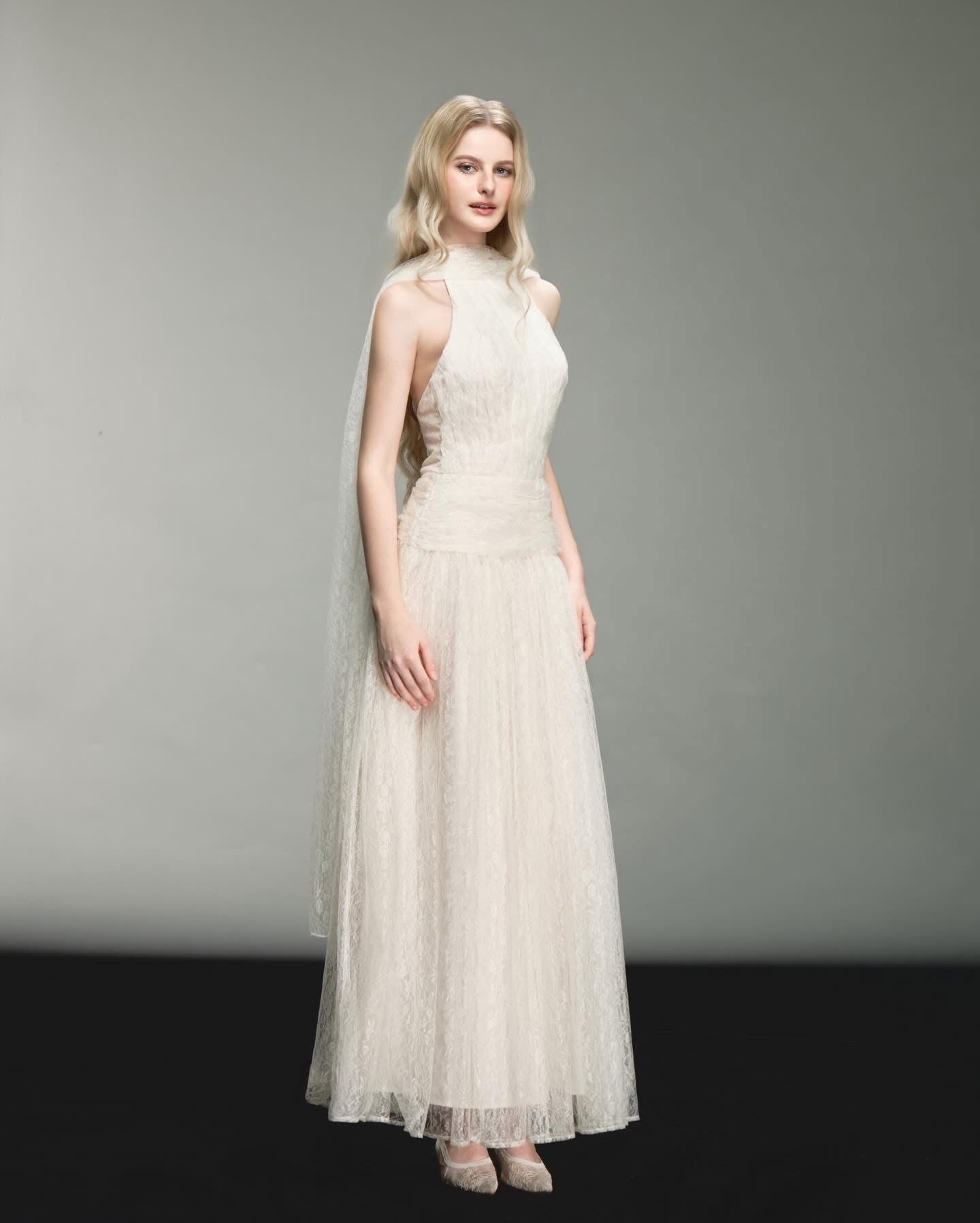 DELICIAE Pink Minimalist Josephine Maxi Dress