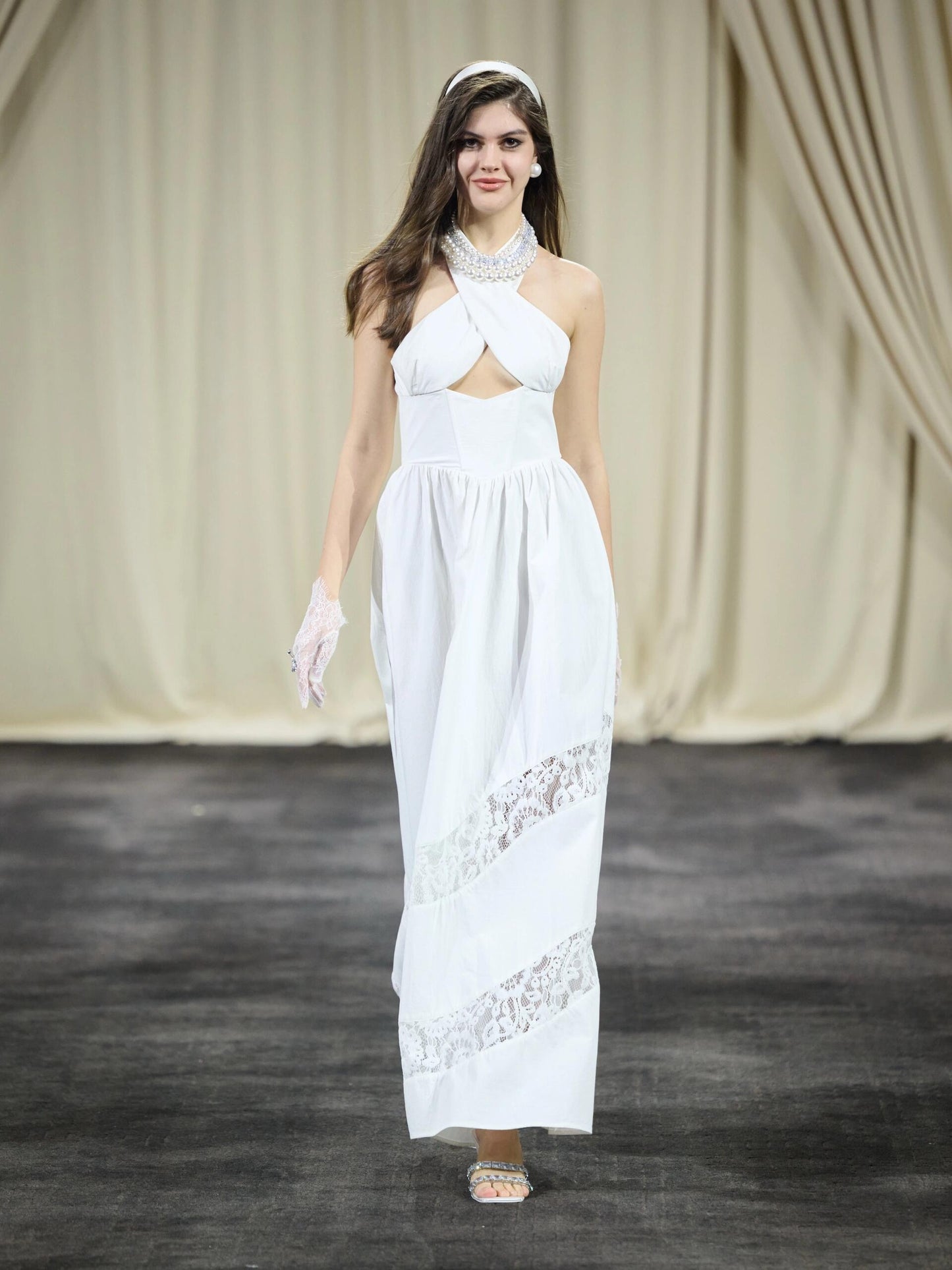 Nana Jacqueline white cross-halter cutout maxi dress Hadlyn Nana Jacqueline white cross-halter cutout maxi dress Hadlyn