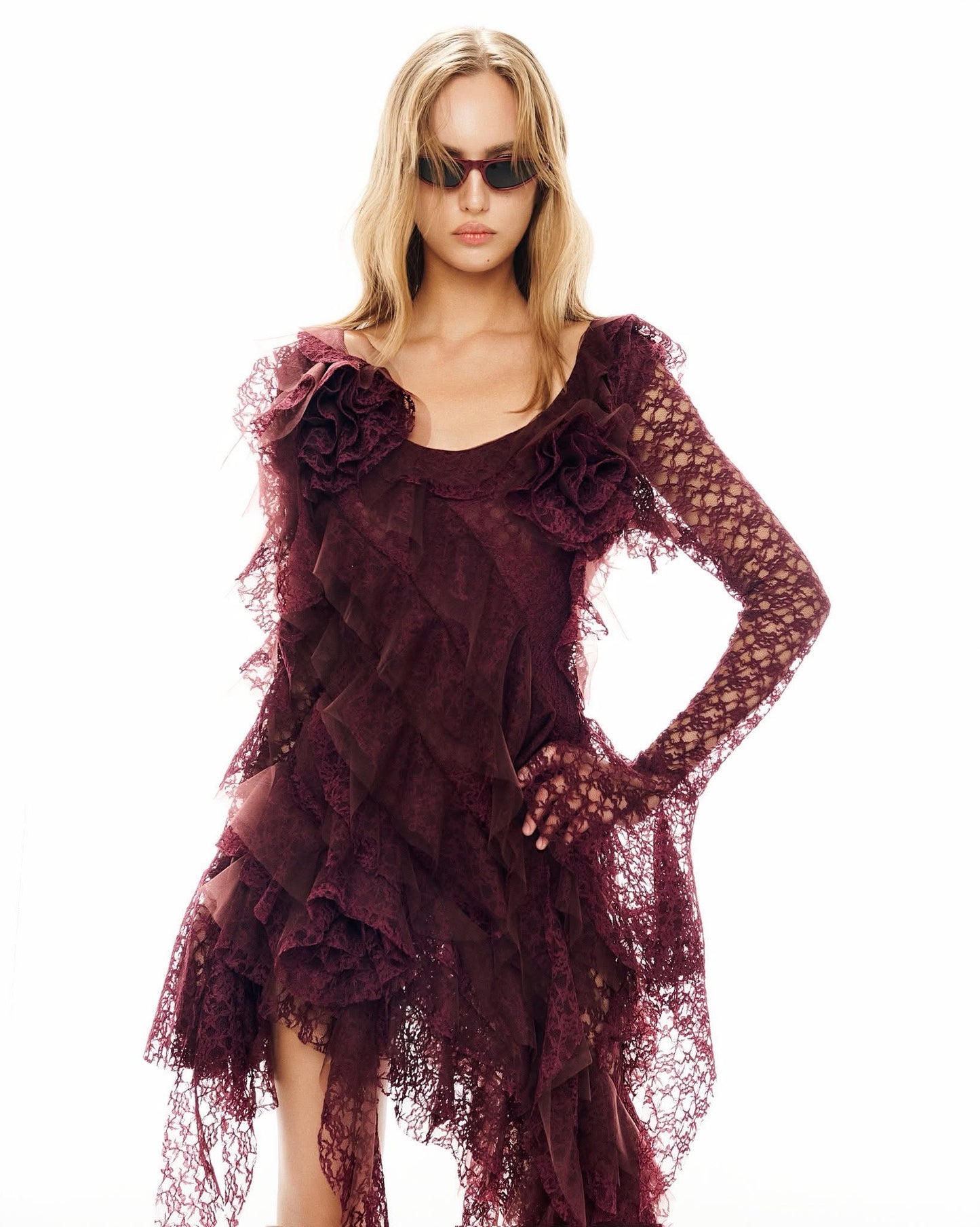 MUSTHAVE Red Floral-layered Mini Dress