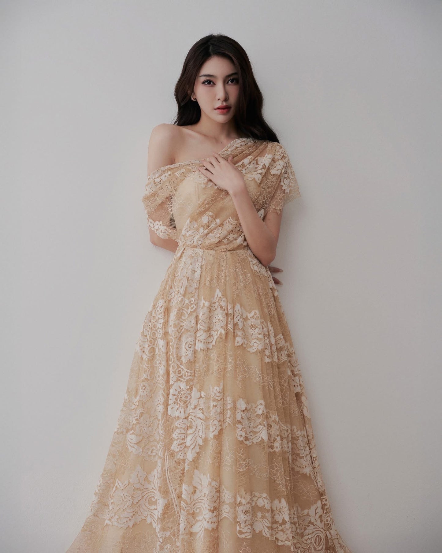 LOVELYN Nude Elegant Vacation Eclipse Maxi Dress