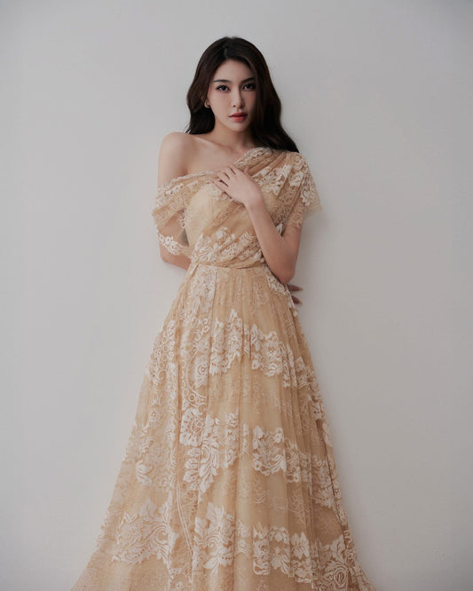 LOVELYN Nude Elegant Vacation Eclipse Maxi Dress