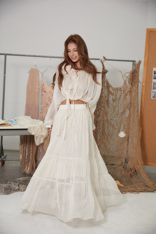 MIN PURA White Vacation Sweet Chinara Maxi Dress Set