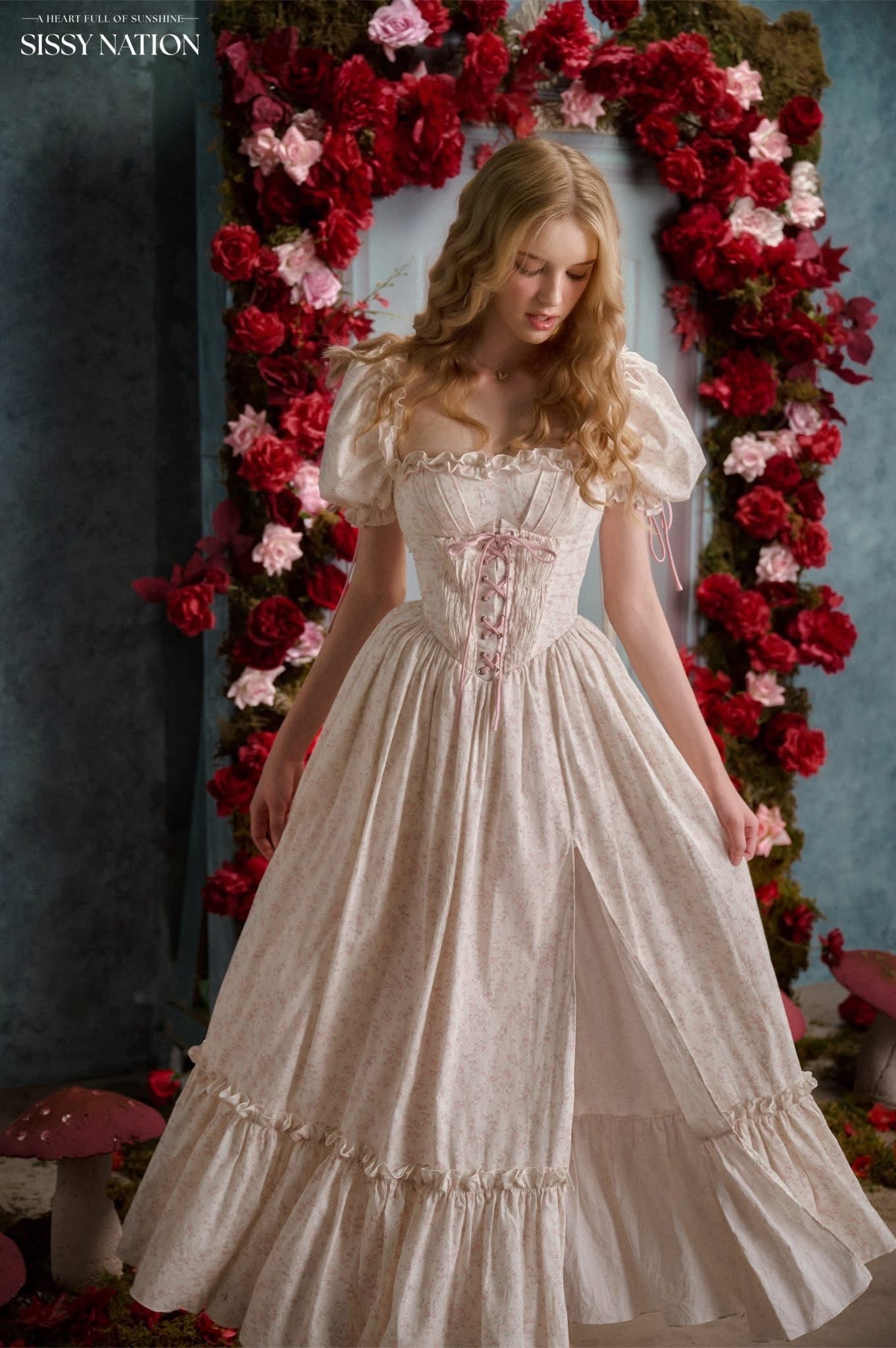 SISSY NATION White Summertime Sadness Corset Maxi Dress