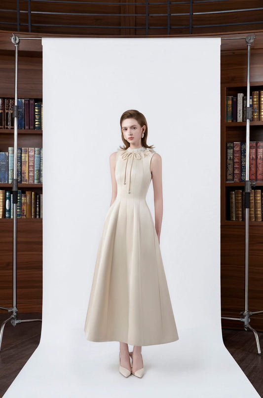 DETHEIA Elegant Vintage Cream Klara Maxi Dress