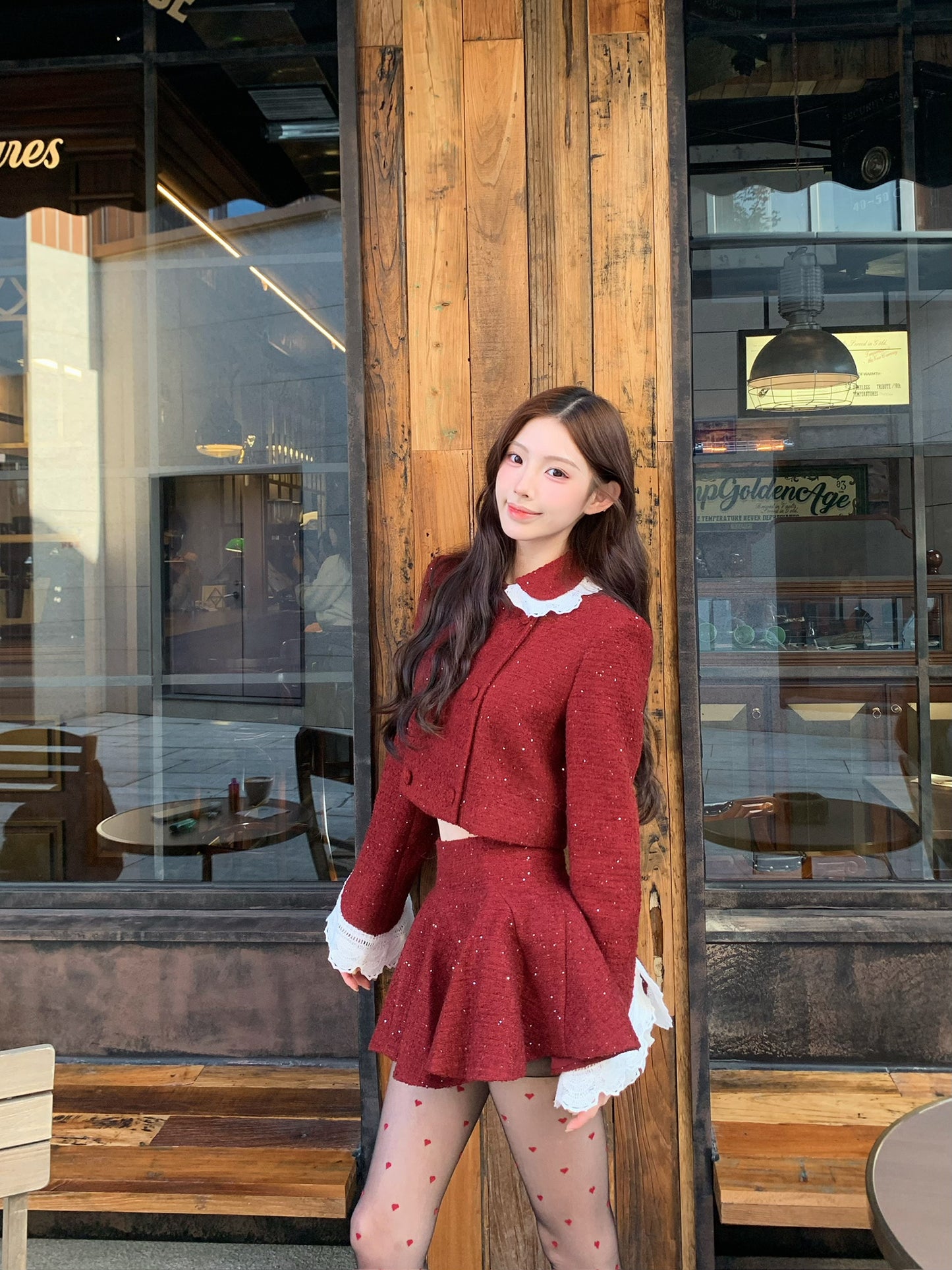 MASION WESTER Red Tweed Jacket & Skirt