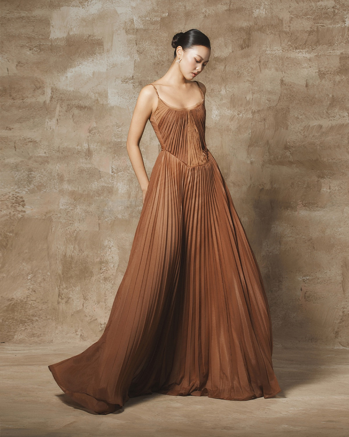 BYDI Fairycore Elegant Vacation Brown Soli Maxi Dress