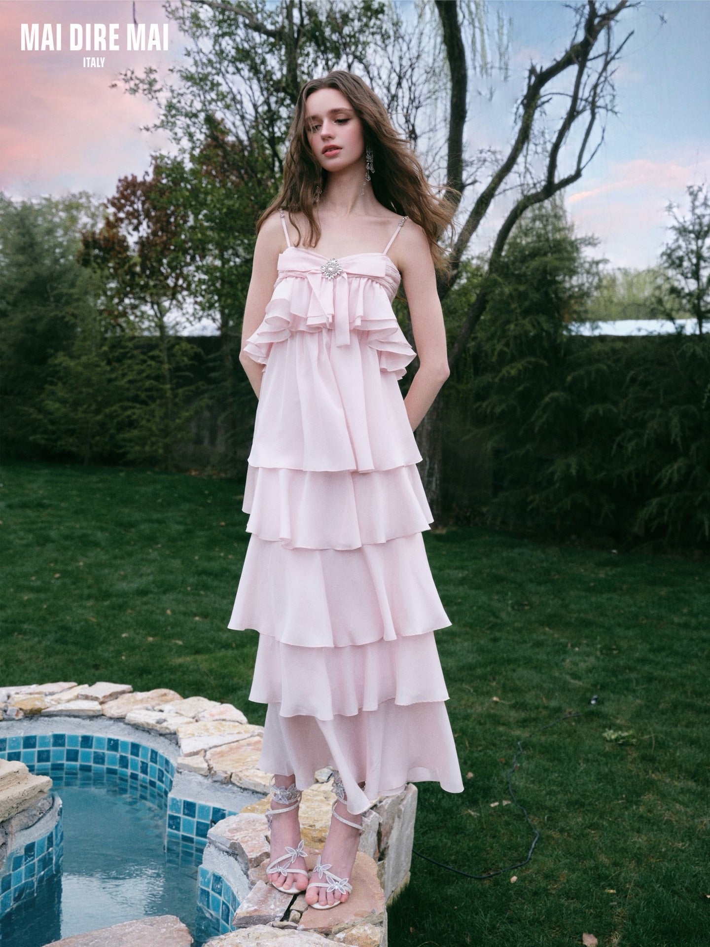 MAI DIRE MAI Sweet Elegant Pink Romantic Maxi Dresso