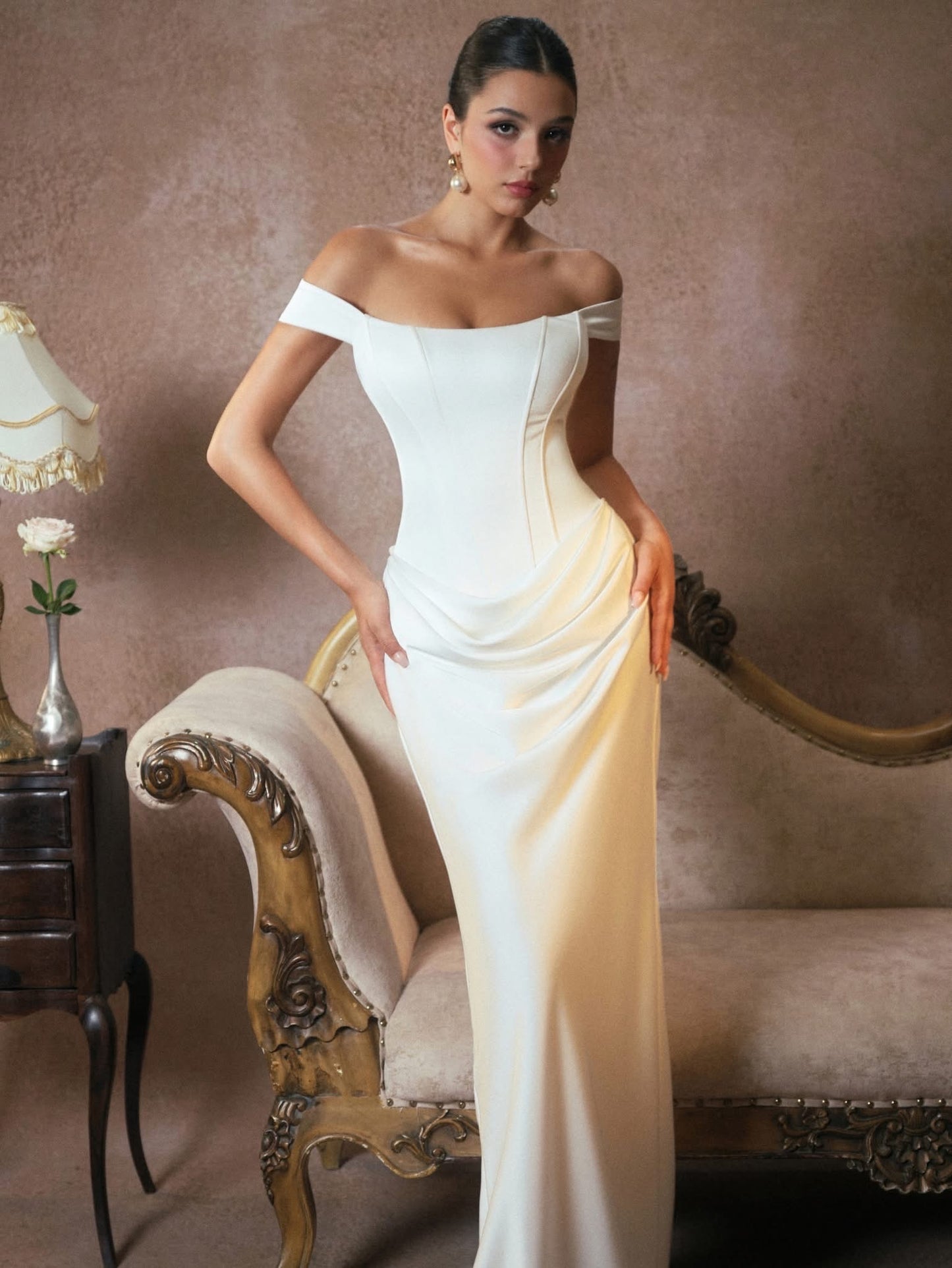 KISSERINE ATELIER Elegant Fairycore White Malena Maxi Dress