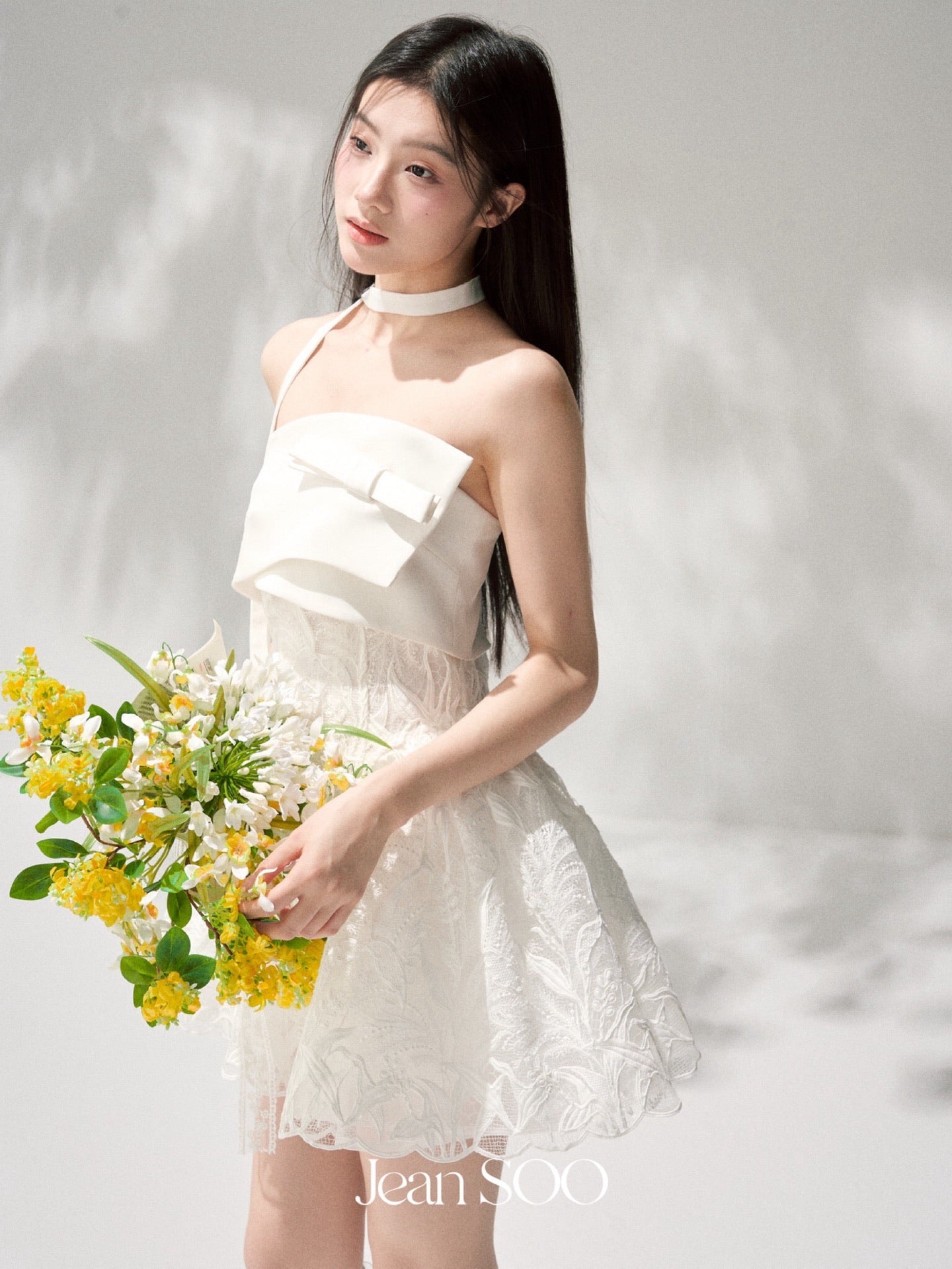 JEAN SOO Sweet Vacation White Lace Mini Dress